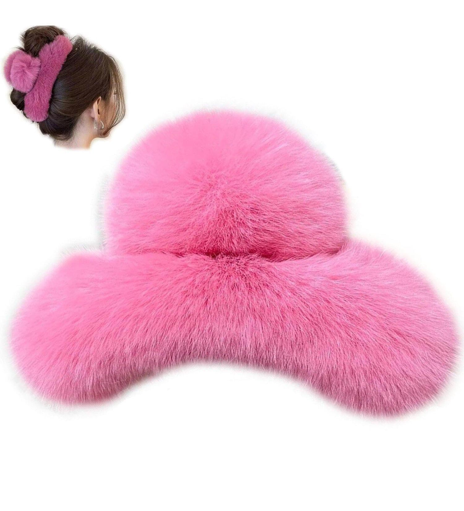 Large Fluffy Plush Hair Claw Clip for Women Winter Fluffy Fuzzy Hair Clips Non-slip Hair Jaw Clips Barrettes for Thick Long Hair - Buy Online on GoSupps.com
