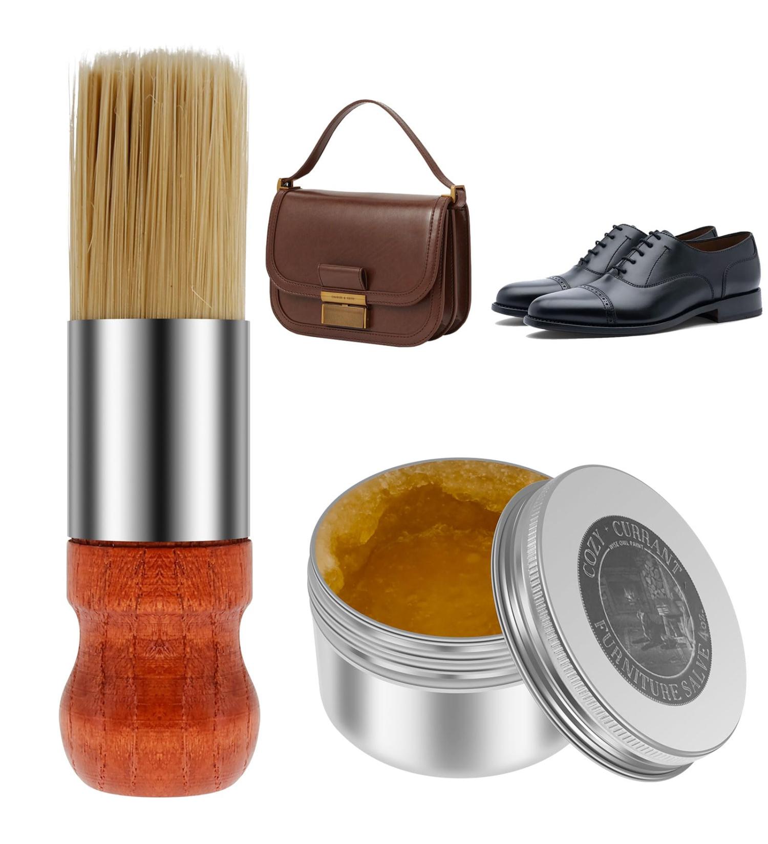Furniture Salve with Brush | 120ml Multifunctional Leather Care Kit & Wood Conditioner for Home Furniture Cabinets & Antiques - Buy Online on GoSupps.com