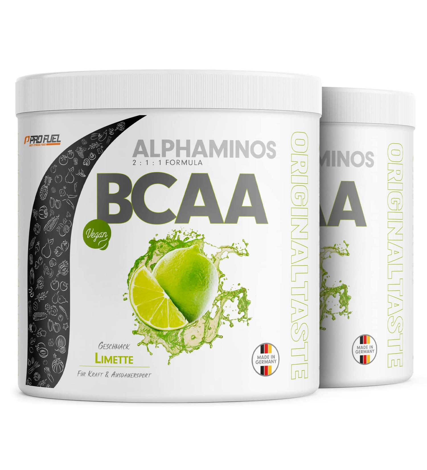 Buy Alphaminos BCAA Powder 2x300g - Test Winner 2:1:1 Vegan Amino Acids - Delicious Lime Flavor - Top Solubility & Lab Tested - Buy Online on GoSupps.com