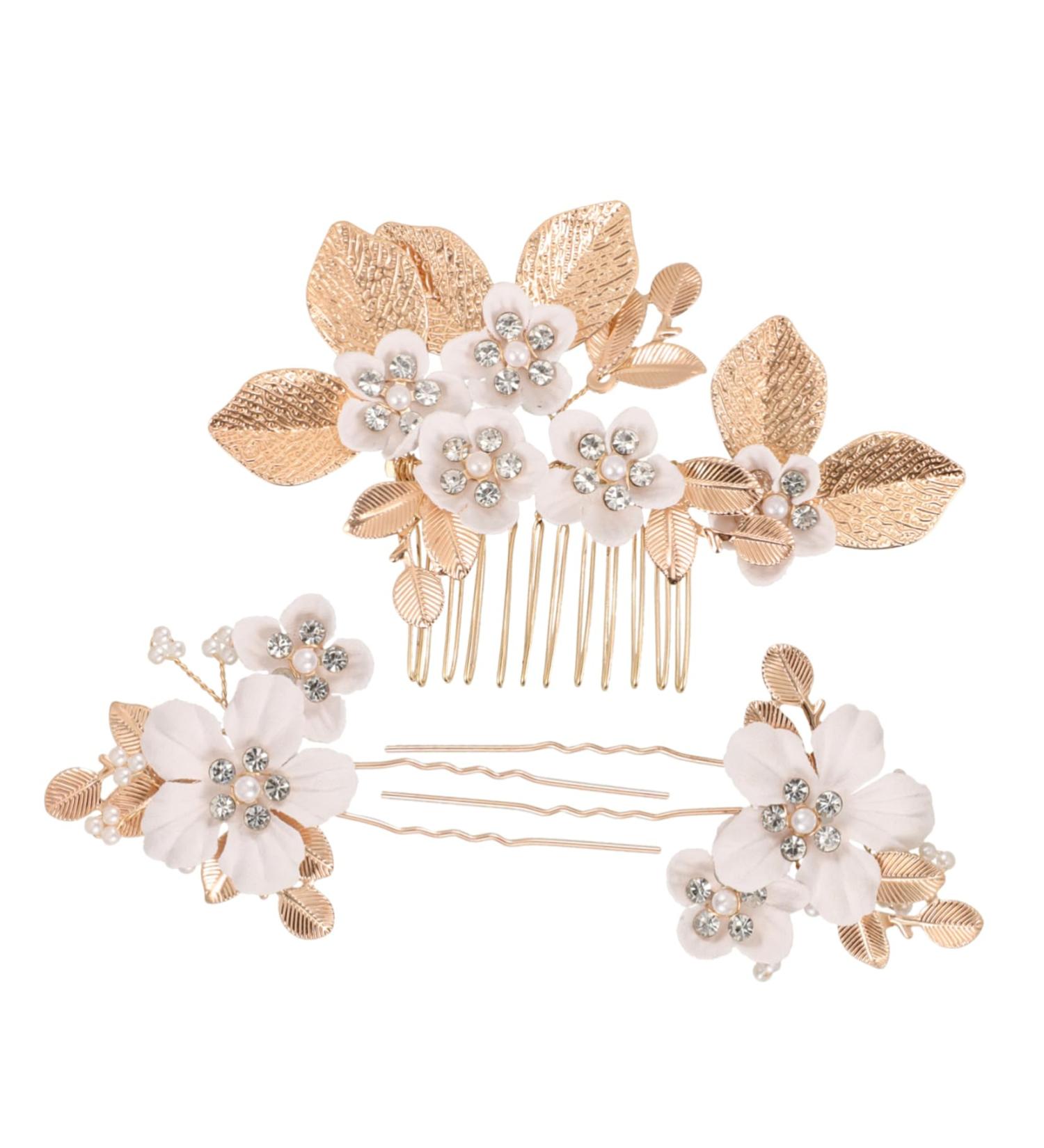 Gogogmee 1 Set Leaves and Flowers Hair Comb Flower Clips for Hair Womens Headpiece Flower Hair Combs Hair Comb Clips Wedding Hairpin Wedding Hair Comb Bride Hair Comb Girl Headpiece - Buy Online on GoSupps.com