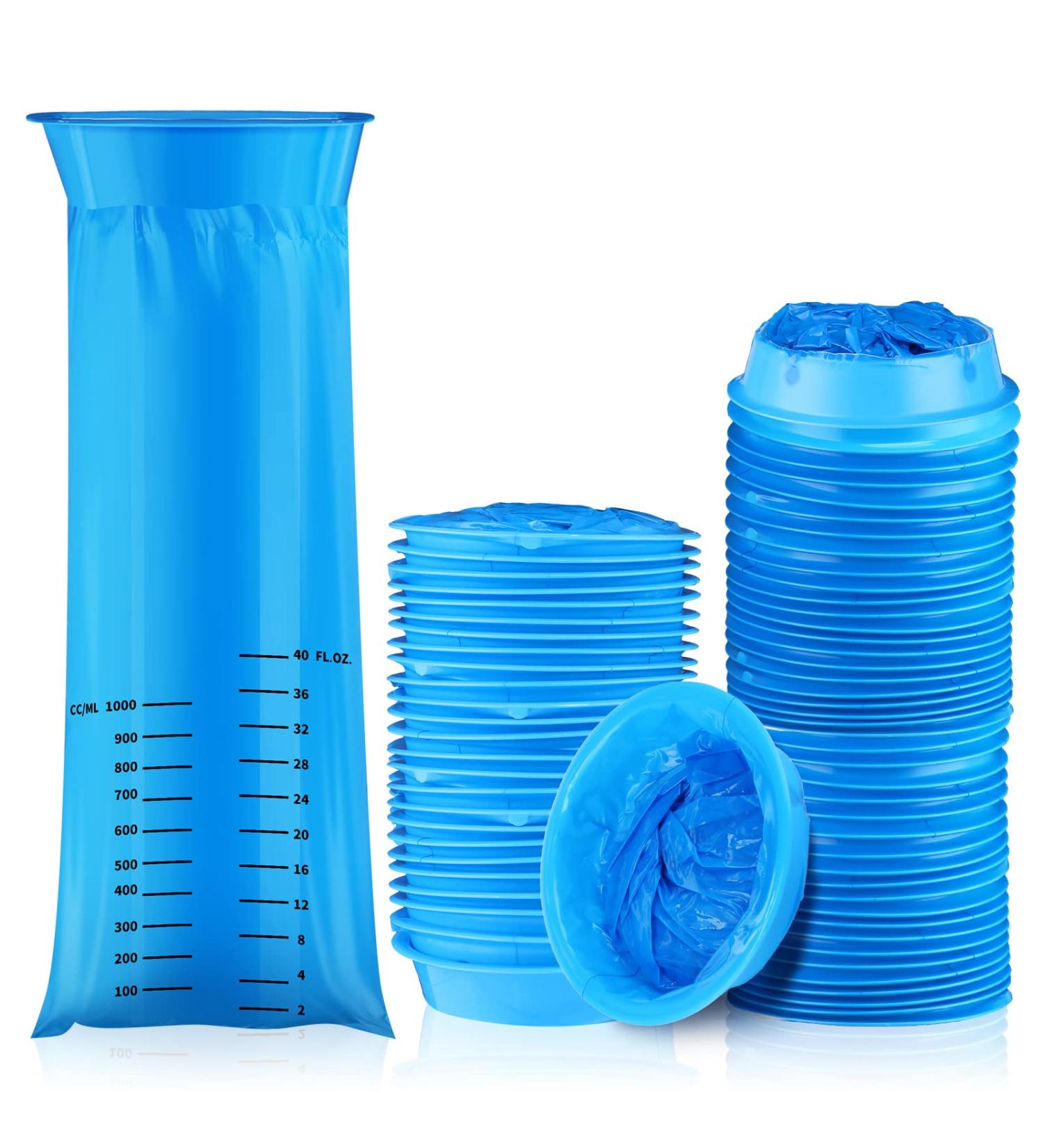 200 Disposable Vomit Bags 1000ml - Blue Nausea Bags for Travel, Motion Sickness, Pregnancy - Leak Resistant Emesis Bags - Aircraft & Car Sickness Bag - Barf Bags for Patients & Kids - Buy Online on GoSupps.com