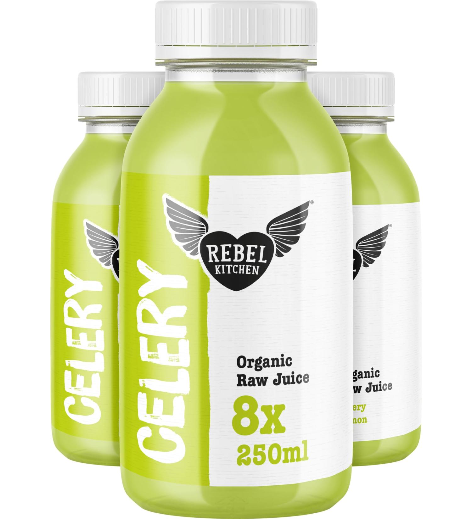 Rebel Kitchen Juices (Celery Juice 8 x 250ml) - Organic - Cold Pressed - Made in the UK - Soil Association Certified - 1% for the Planet - B-Corp Certified Celery Juice 250 ml (Pack of 1) - Buy Online on GoSupps.com
