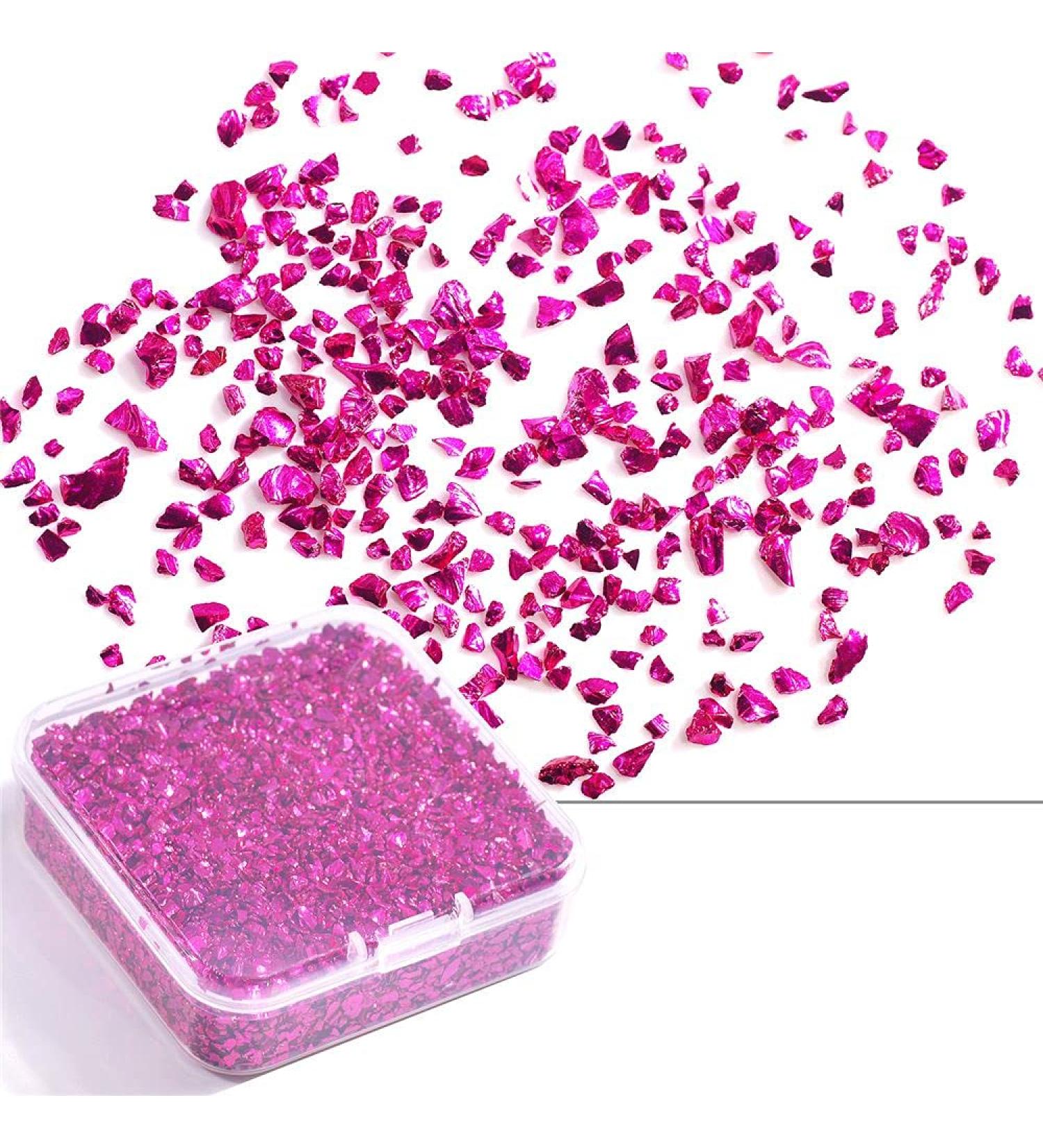 DIY Manicure Sparkly Irregular Mirror Nail Foils Luxury Nail Sequins Nail Glitter Flakes(rose red) - Buy Online on GoSupps.com