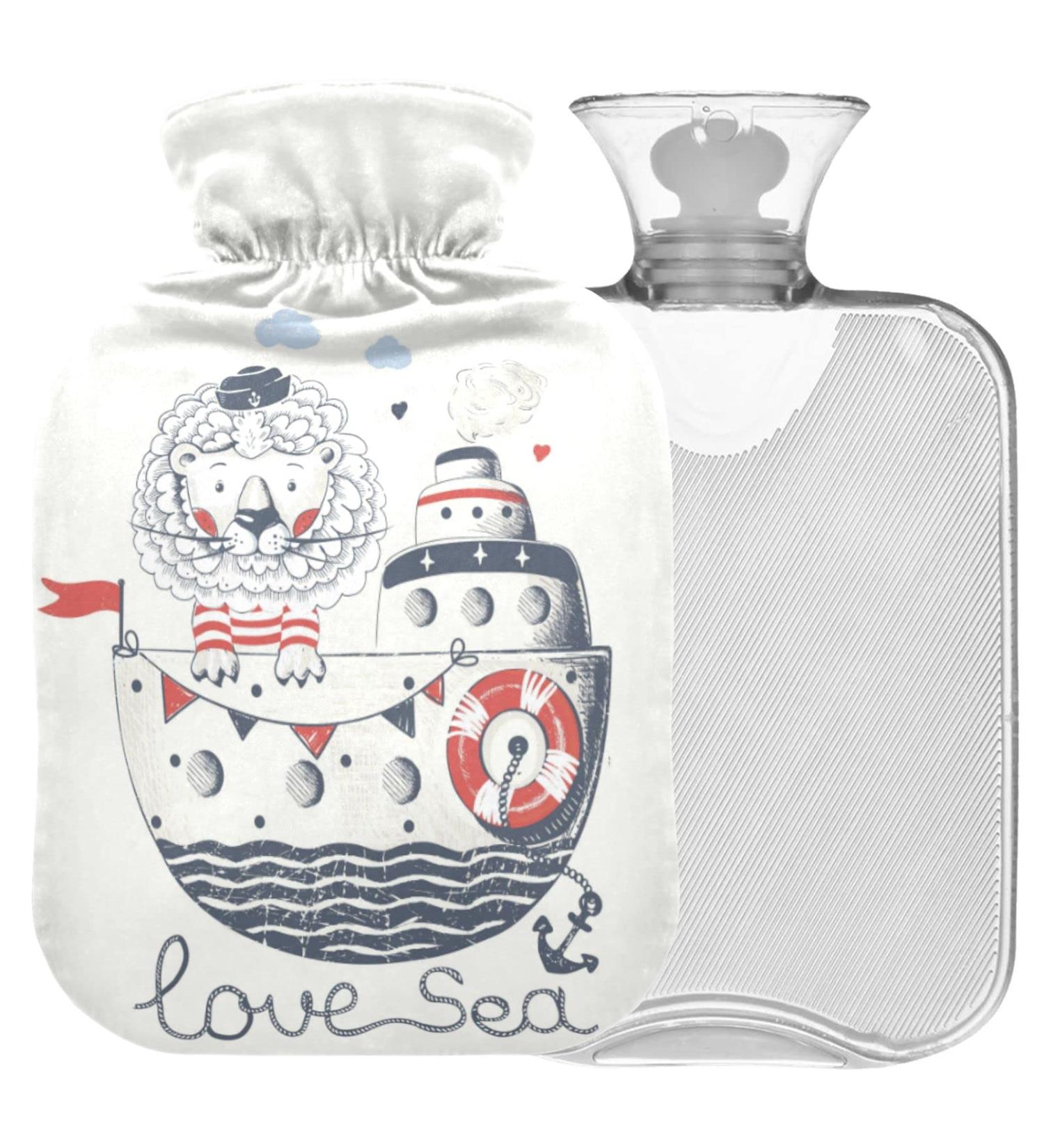 Naanle Sweet Lion Sailor Heat Bottle | 2L Warm Water Bottle for Bed Hand & Feet Warmer | Pain Relief & Cold Therapy - Buy Online on GoSupps.com