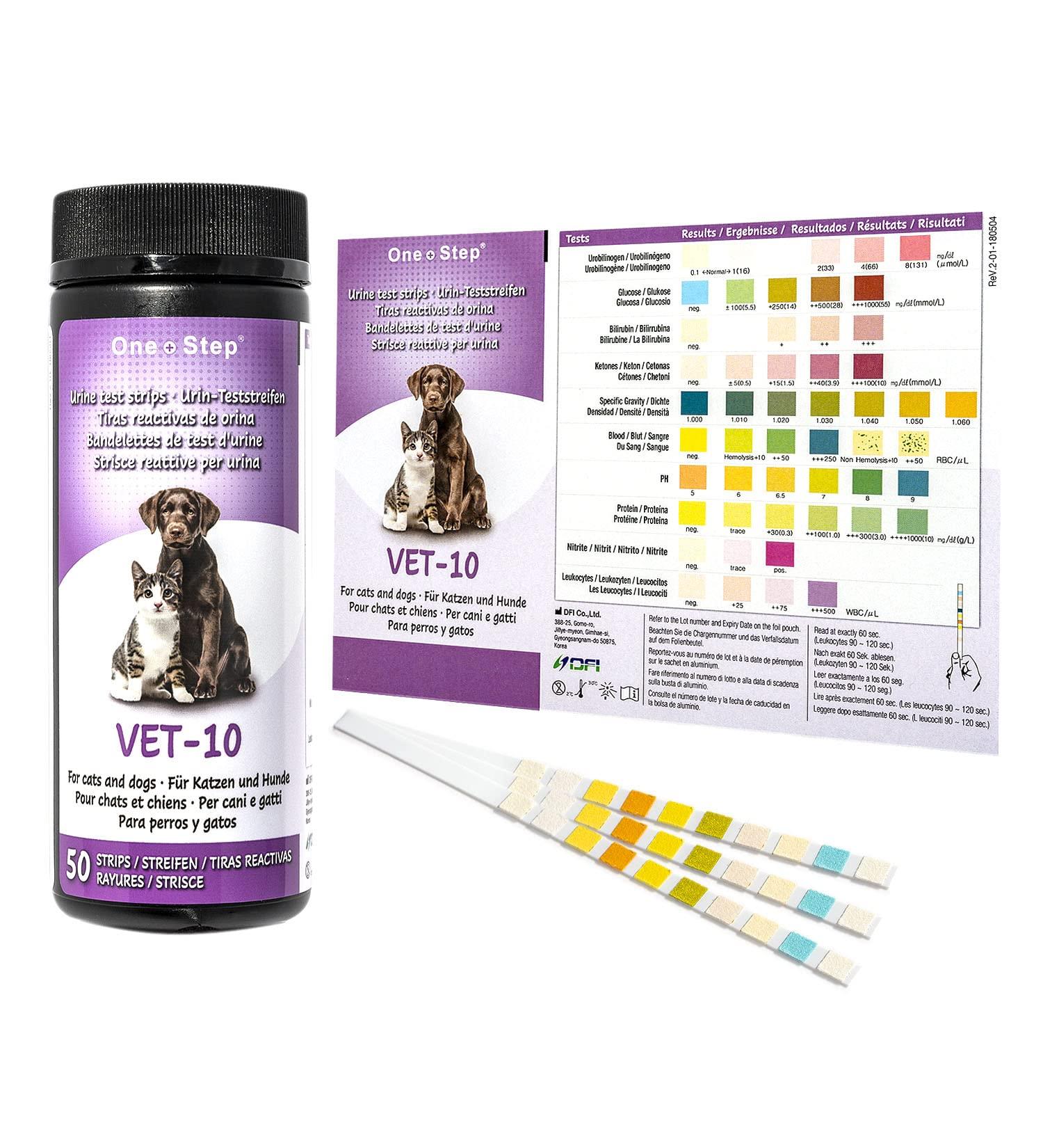 One-Step Urine Test Strips for Cats & Dogs - 50 Pack | Quick 10 Health Values Test | Pet Rapid Vet Analysis - Buy Online on GoSupps.com