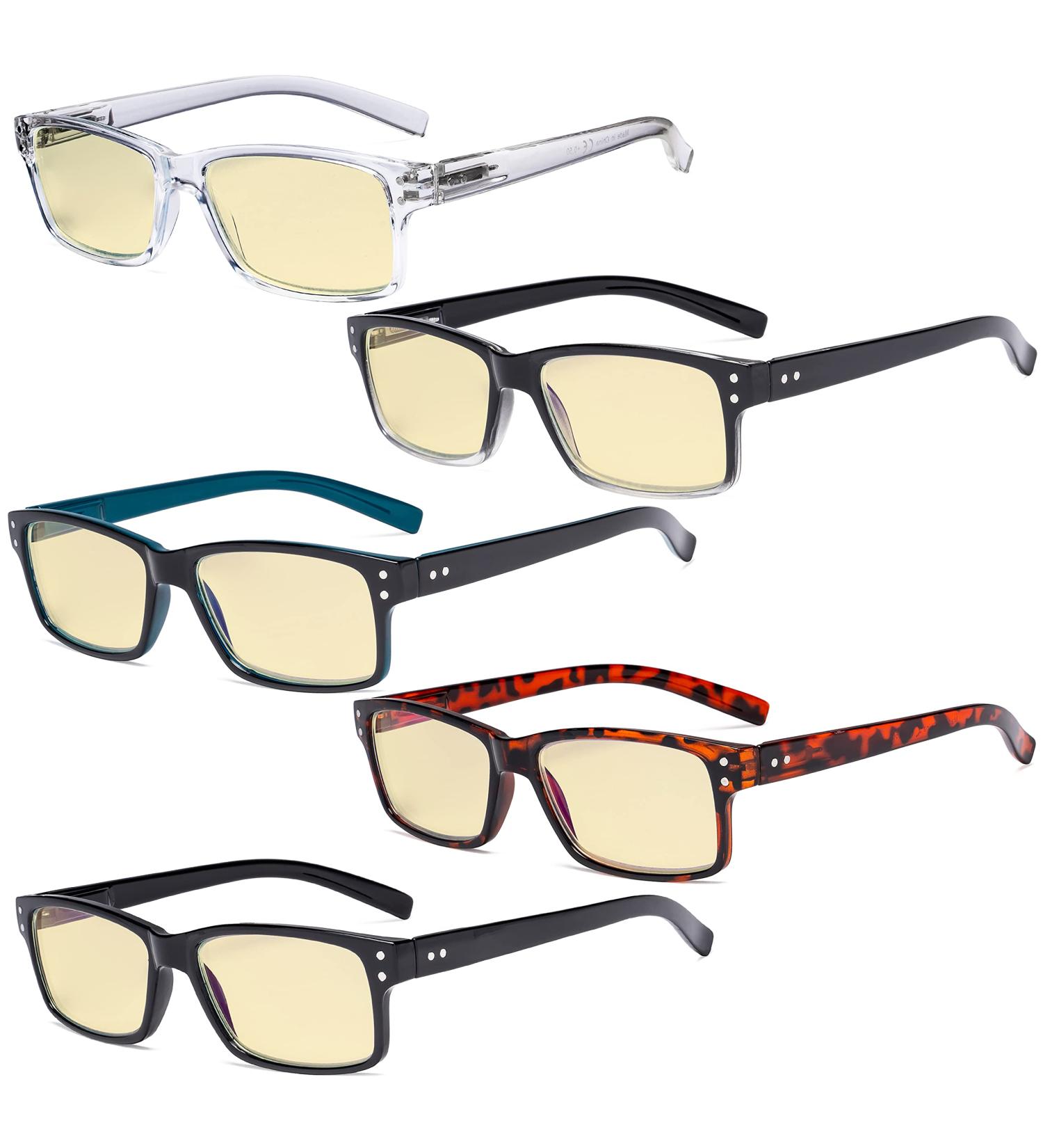 Eyekepper 5-Pack Classic Spring Hinge Reading Glasses - Blue Light Blocking Sun Readers 1.25 Diopters - International Shipping Available - Buy Online on GoSupps.com