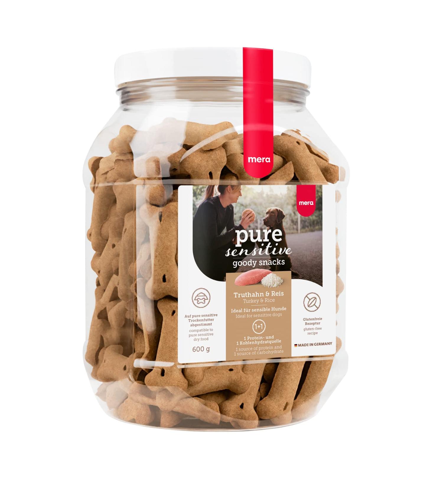 Mera Pure Sensitive Goody Snack - Healthy Gluten-Free Treats for Sensitive Dogs | Turkey & Rice Dog Snacks (600g) - Ideal for Training - Buy Online on GoSupps.com