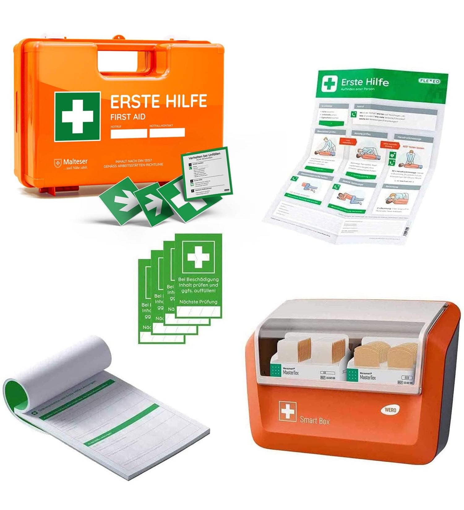 First Aid Suitcase with Paving Dispenser & Accessories - DIN 13157:2021 Compliant | Best-Time Box Company - Buy Online on GoSupps.com