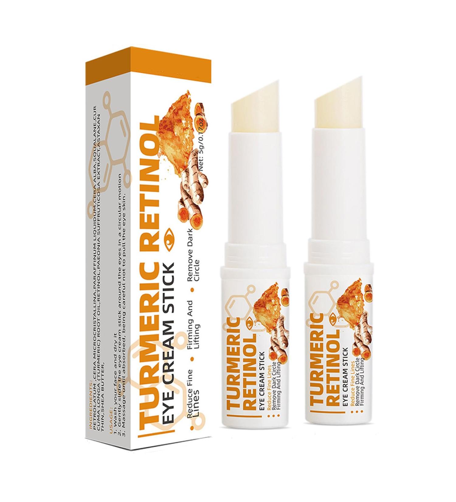 2 PCS Turmeric Retinol Eye Stick Eye Balm Stick Hydrating for Dark Circle Wrinkles Visible Results in 3-4 Weeks Anti Aging Under Eye Retinol Eye Cream For Puffiness and Bags Reduces Fine Lines - Buy Online on GoSupps.com