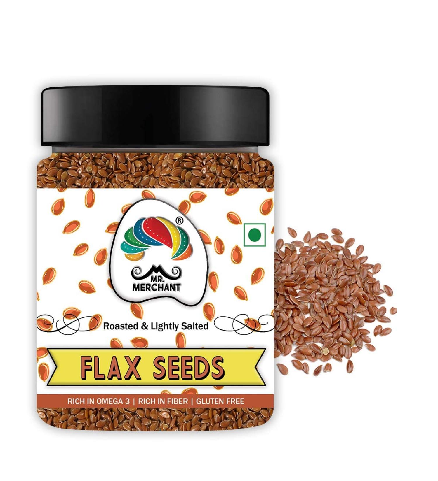 Mr. Merchant Roasted Flax Seeds (Lightly Salted Alsi) Jar Pack 300gm_Packing May Vary