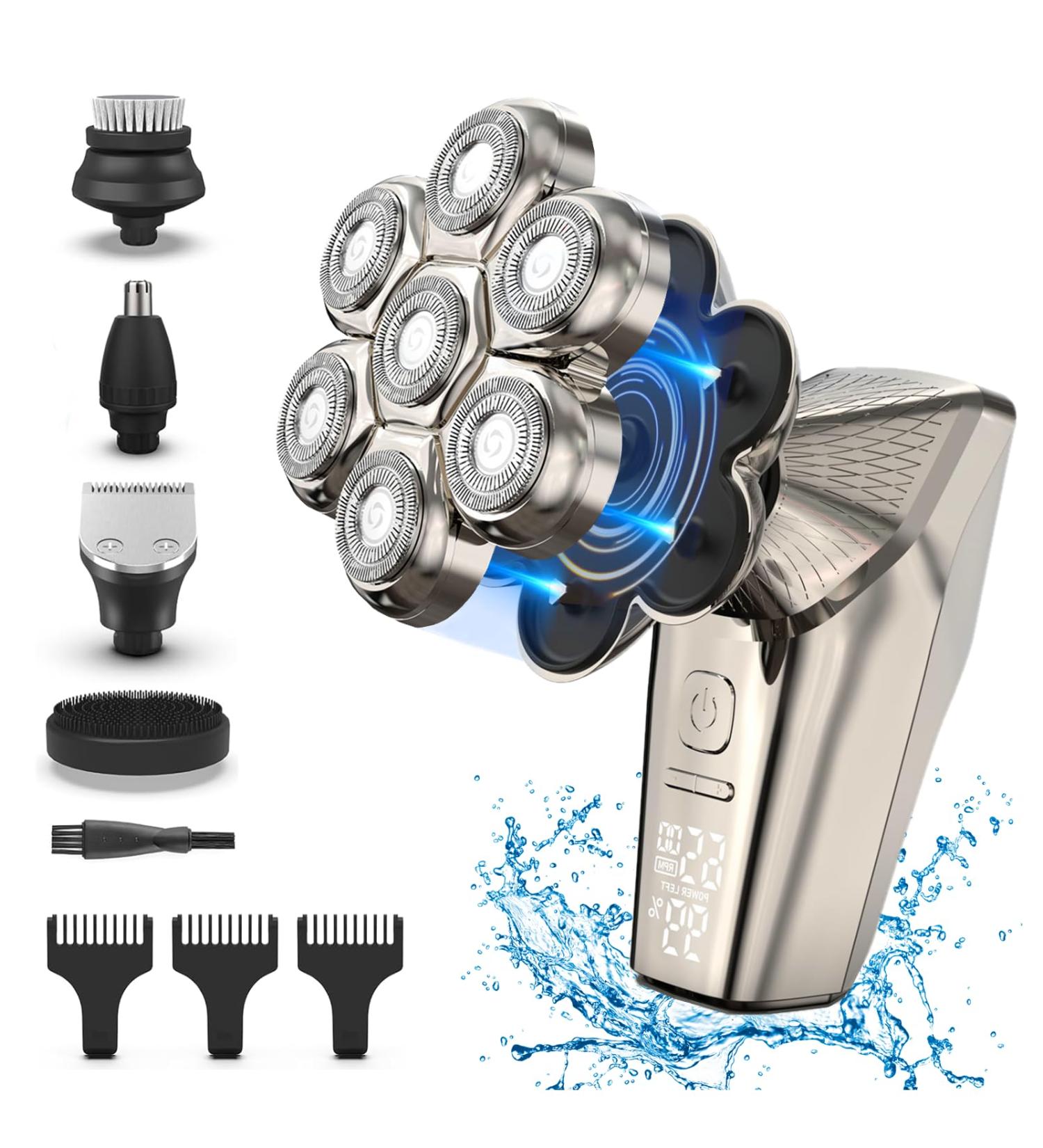 BlueFire Head Shaver for Men Waterproof 7 Head Mens Electric Razors Wet and Dry Smooth Rotary Shavers Special Designed for Cordless Bald Head and Face Shaving - Buy Online on GoSupps.com