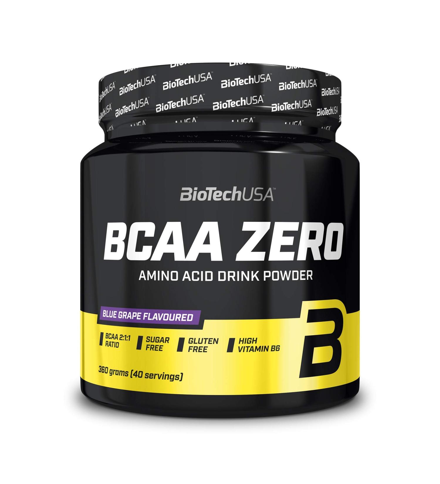 Biotechusa BCAA Zero | Vegan Amino Acid Powder | 6g BCAA | Sugar-Free Lactose-Free Gluten-Free | 360g Blue Grape Flavor - Buy Online on GoSupps.com