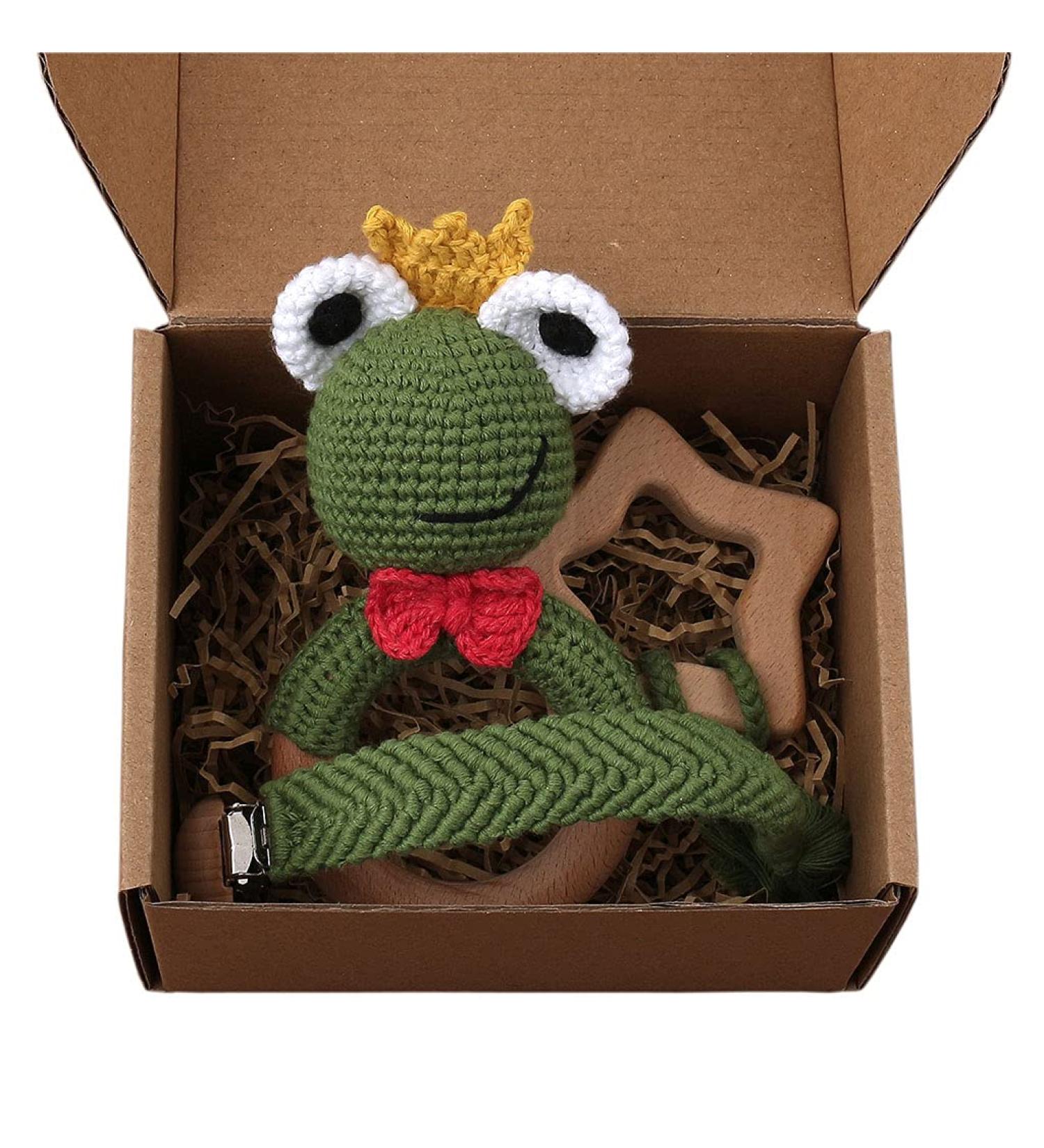 TIAN-K 3-Piece Baby Pacifier Clip Set | Frog Rattle Beech Teether & Wooden Toy | Safe International Shipping - Buy Online on GoSupps.com