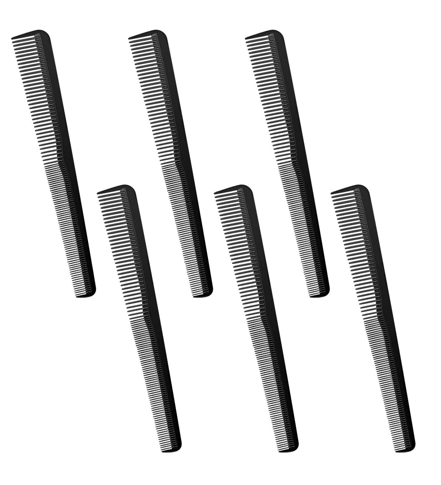 6-Piece Carbon Fiber Salon Hairdressing Comb Set - Fine & Wide Tooth, Heat Resistant Tapering Barber Comb for Men and Women - Buy Online on GoSupps.com
