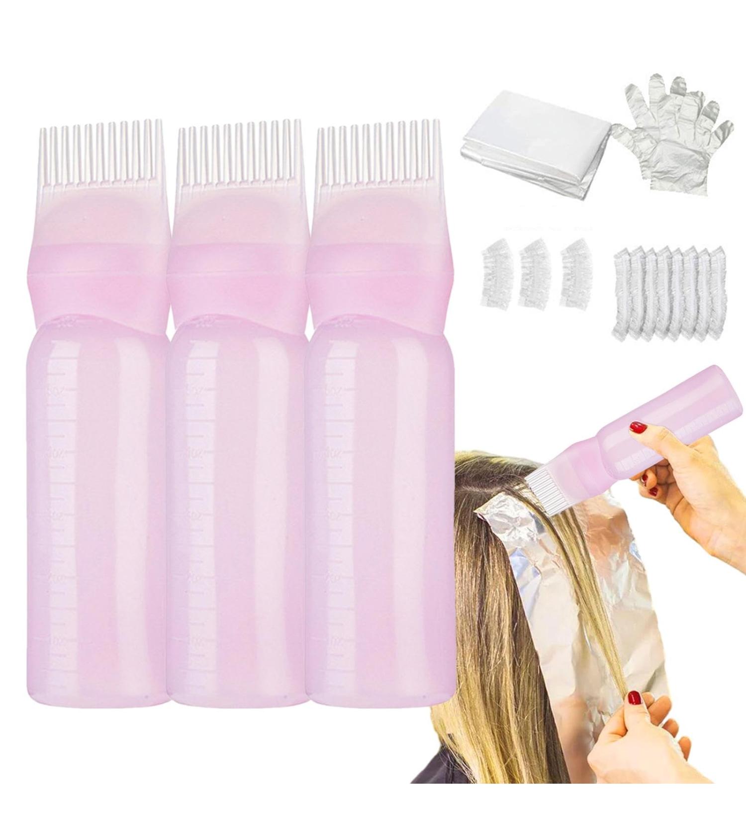 Oil Scalp Applicator - 160ml Lightweight Oil Bottle | Lightweight Oil Bottle Oil Applicator for Hair Dye Scalp Massage Comb for Hair Dyeing Pink - Buy Online on GoSupps.com