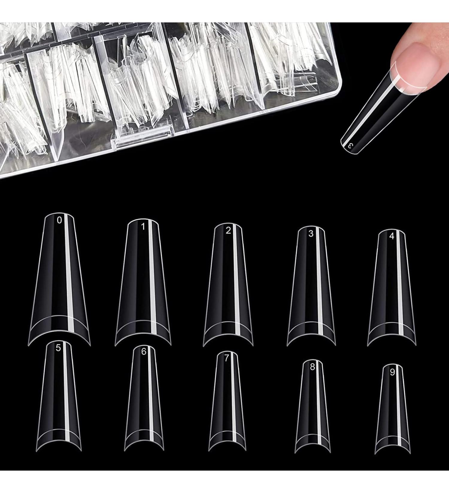 500 Pieces Acrylic Artificial Nail Tips - Natural & Transparent Fake Nails in Clear Box - Perfect for Women | High-Quality Nail Art - Buy Online on GoSupps.com