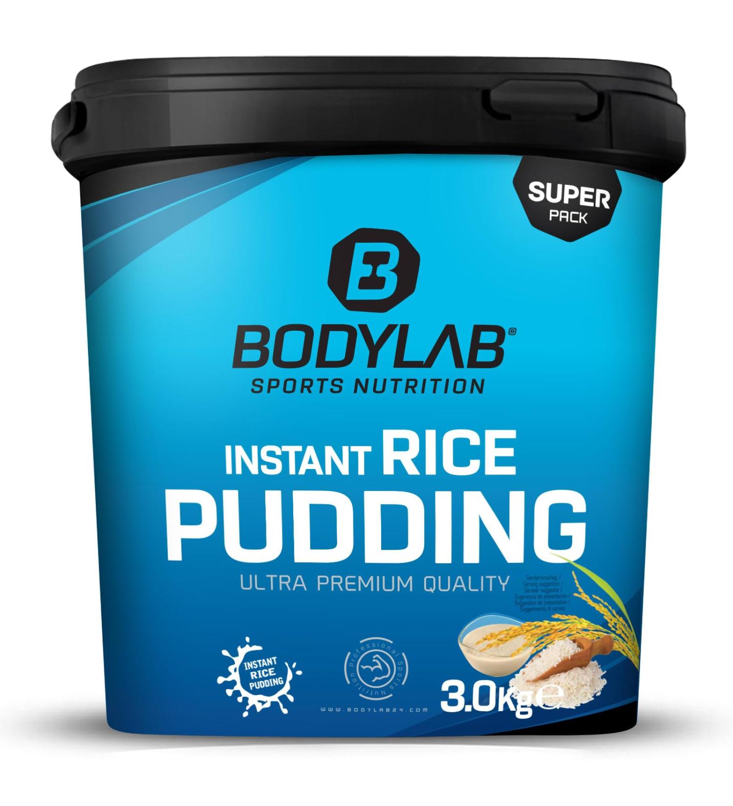 BODYLAB24 Instant Rice Pudding Kirsche 3kg with rice flour as the main ingredient well digestible the fast and delicious carbohydrate supply in mass structure or before training cherry 3 kg (1 Pack)