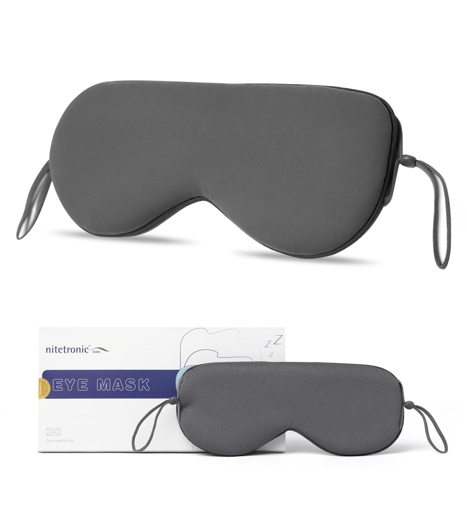 Nitetronic Sleep Eye Mask - Updated Design for Men & Women | Light Blocking & Comfortable | Reduces Puffy Eyes | Gray - Buy Online on GoSupps.com
