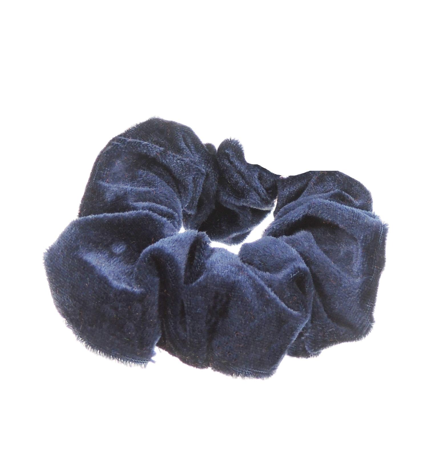 Ladies Girls Large School Velvet Hair Elastic Tie (Navy)