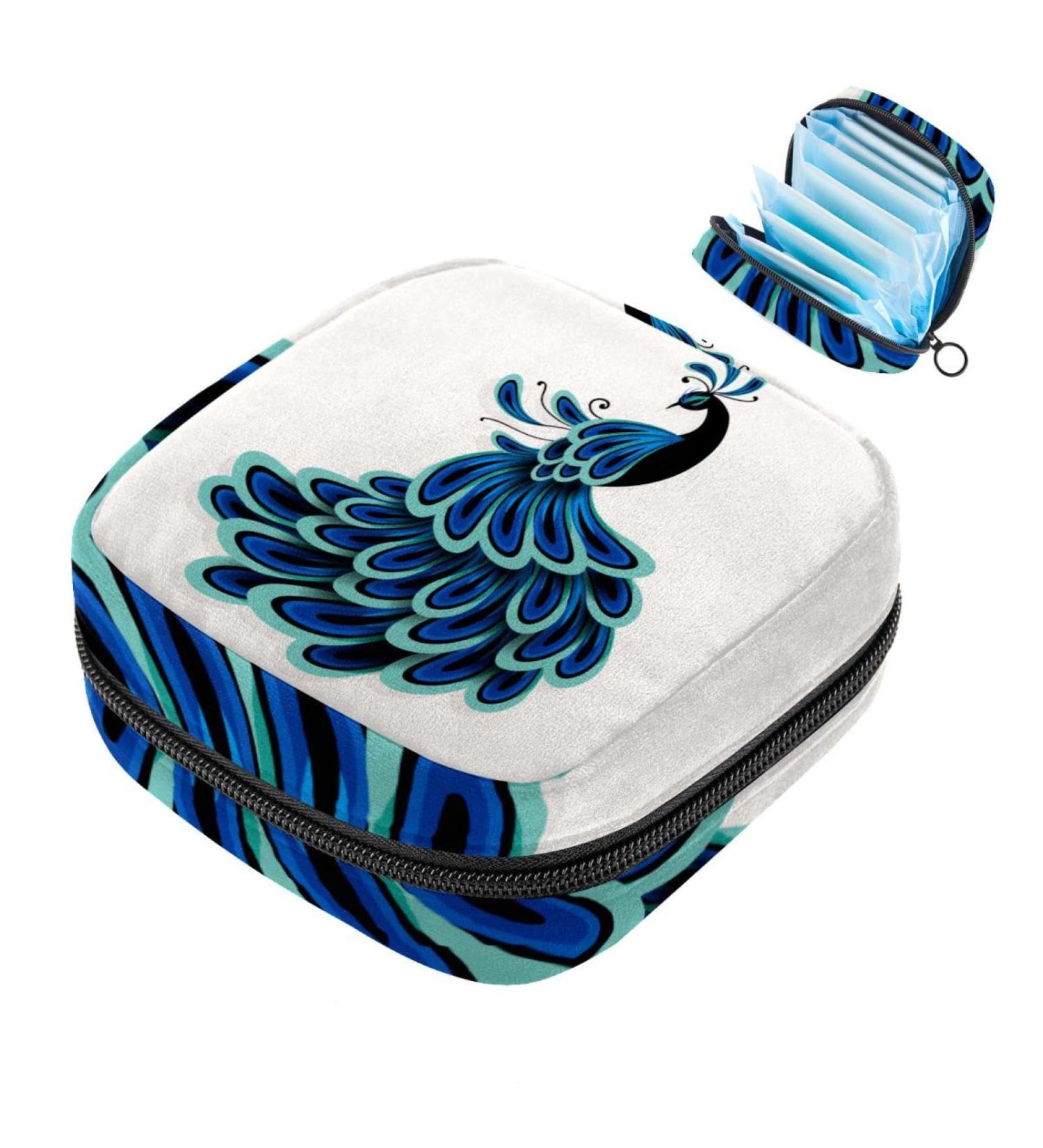 Multicolored Peacock Storage Bags for Women's Bandages & Menstrual Inserts - Portable Tampon & Panty Holder for School & Office - Buy Online on GoSupps.com