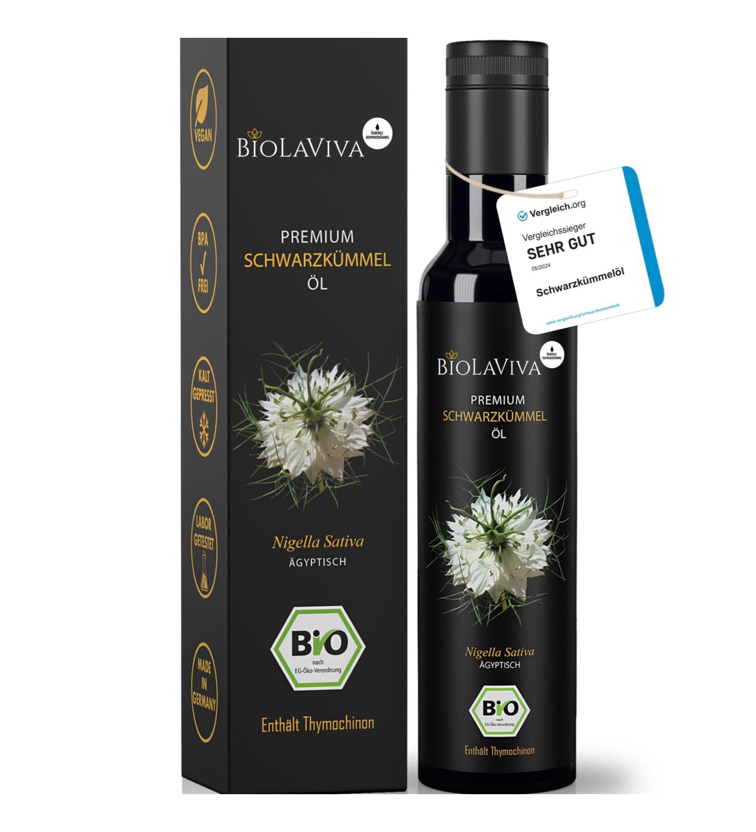  lm hle Schwarzk mmel Organic black seed oil - First pressing - 100% cold-pressed - 100% Egyptian - Natural - Light-resistant bottle - Buy Online on GoSupps.com