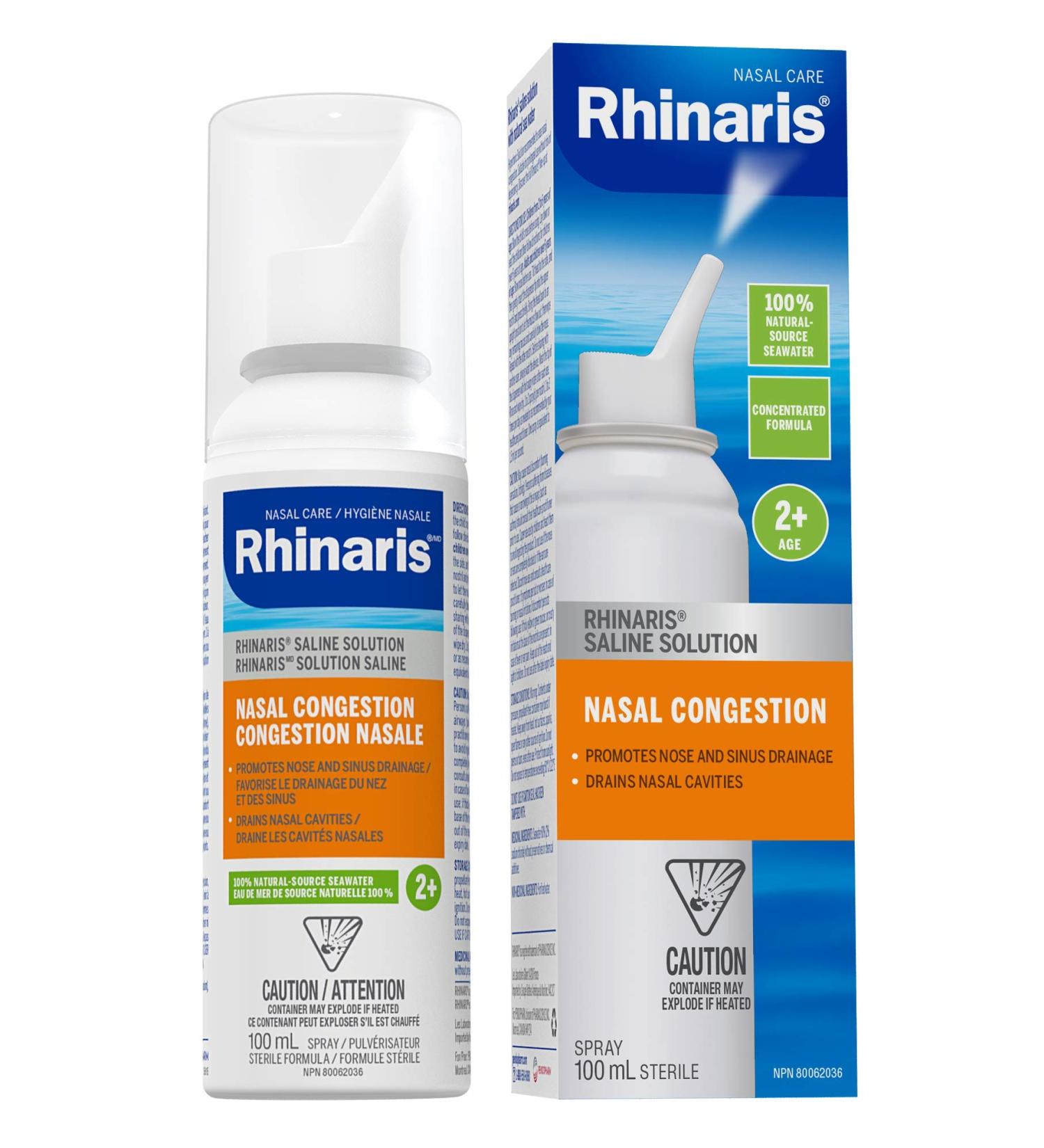 Rhinaris Nasal Congestion Spray 100ml - 100% Natural Source Seawater Preservative Free Daily Nasal Hygiene Spray for Men Women & Kids - Relieves Nasal Dryness - Maintains Healthy Sinuses Concentrated Formula - Buy Online on GoSupps.com