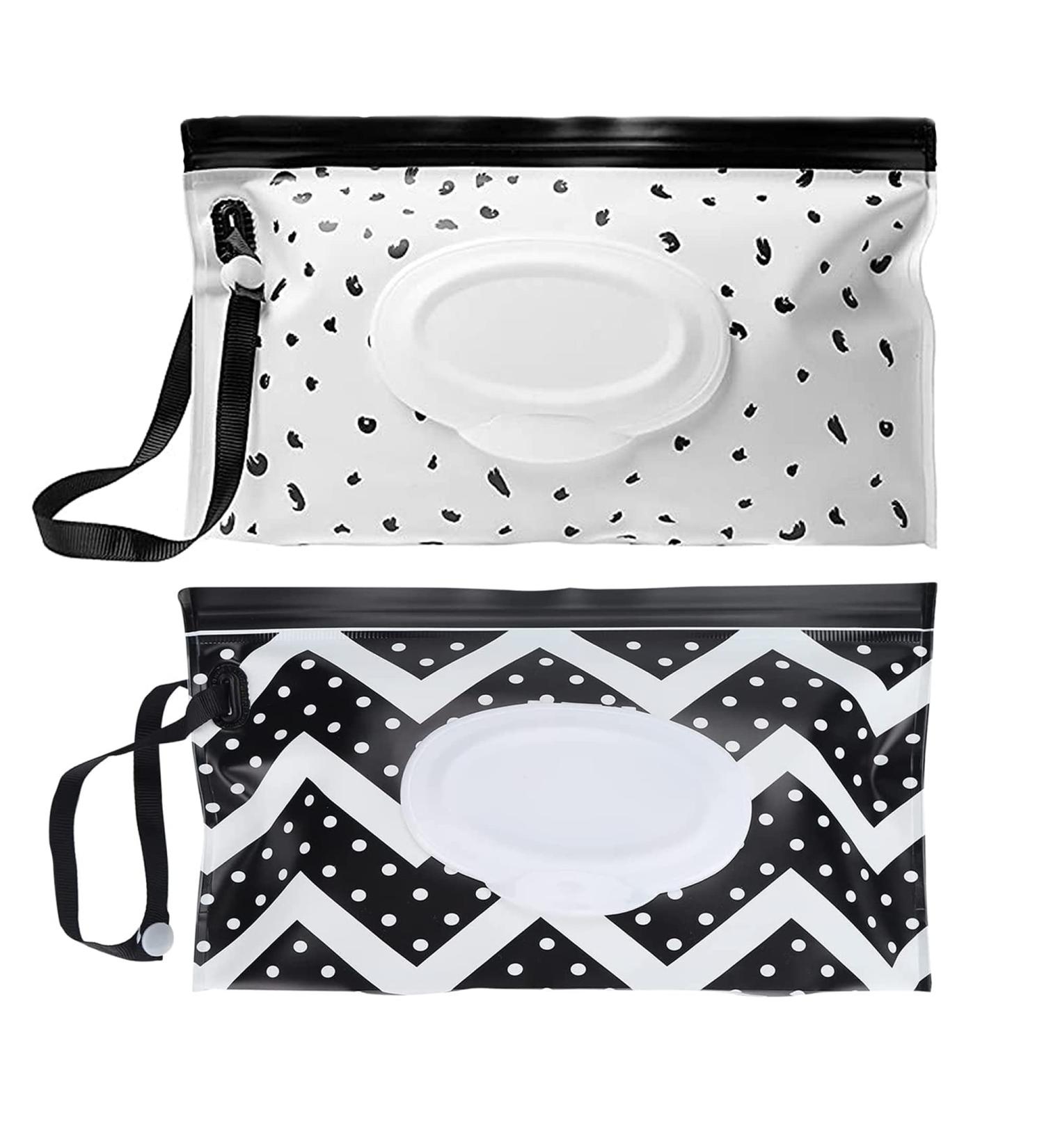 2 pcs Baby Wipes Dispenser Wet Wipes Bag for Babies Wet Wipe Box Reusable Wet Wipe Bag Wet Wipes Container for On the Go Home Office (Two colors) A-Geometric-2 - Buy Online on GoSupps.com