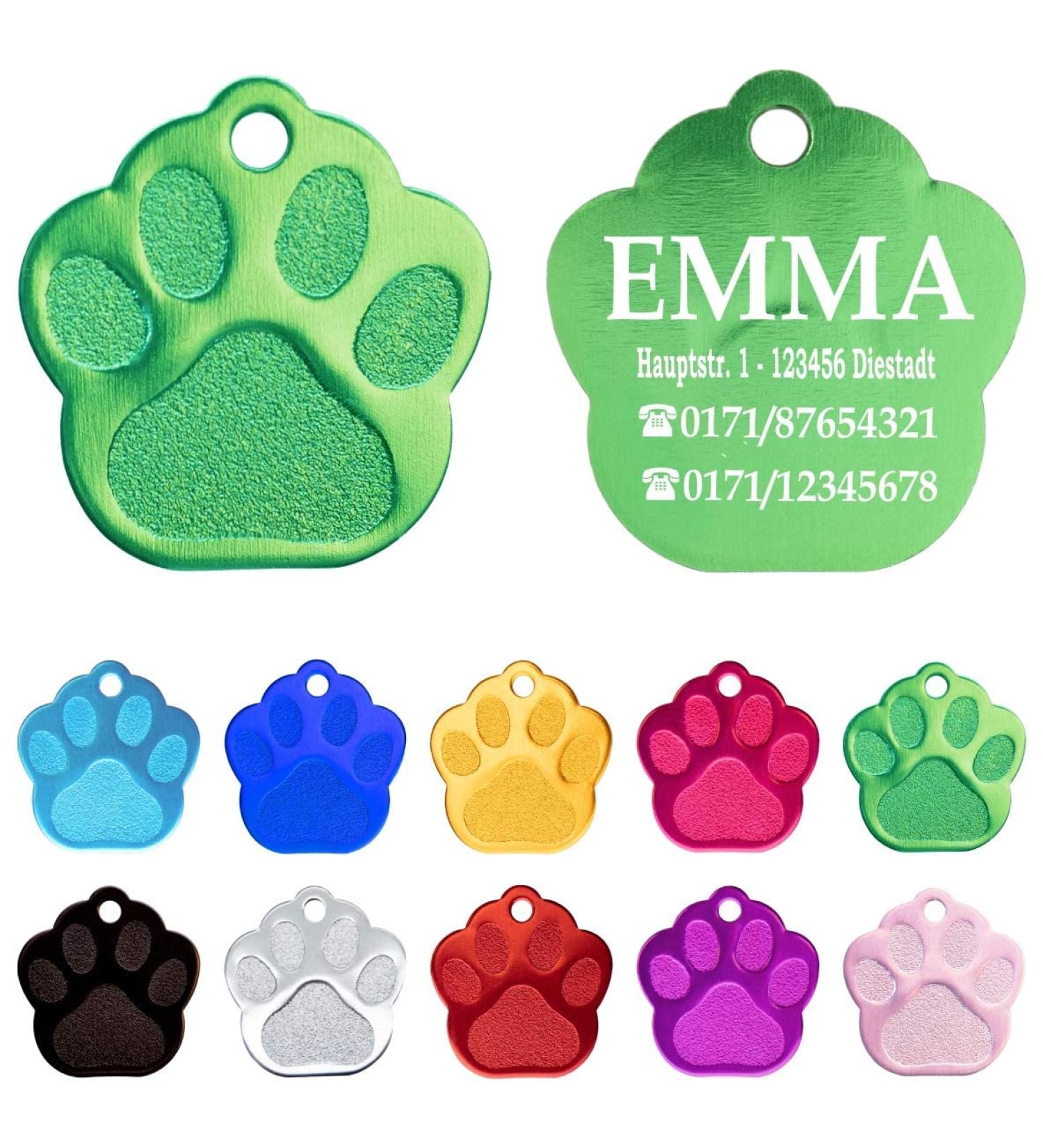 Personalized Ibera Gifts Dog Paw Pendant - Custom Engraved Collar for Medium to Large Dogs & Cats - Green - Buy Online on GoSupps.com