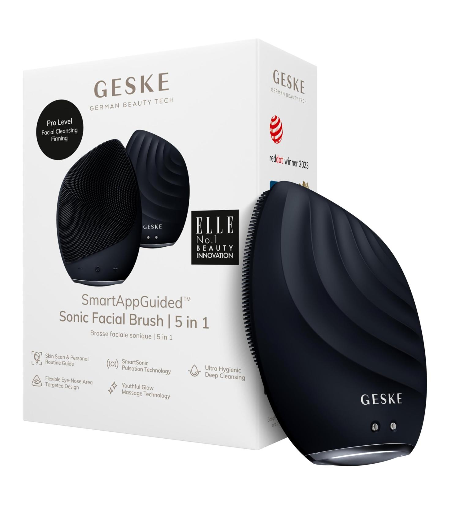 GESKE SmartAppGuided Sonic Facial Brush 5 in 1 | Vibrating Electric Cleansing Brush | Soft Silicone Exfoliator & Massager | Professional Skin Cleaner for All Skin Types - Buy Internationally - Buy Online on GoSupps.com