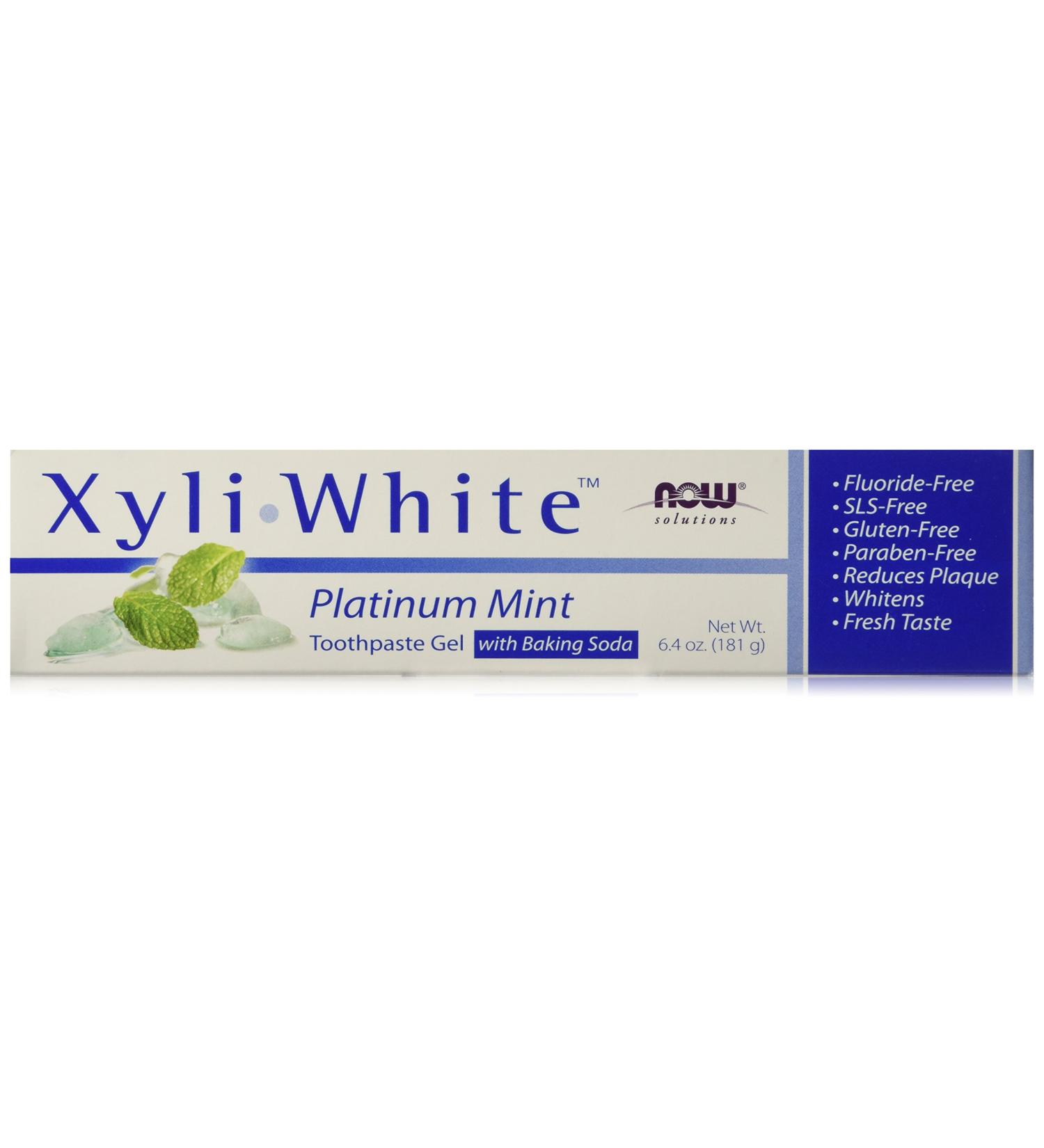 Now Foods Xyliwhite Baking Soda Toothpaste Platinum Mint 6.4-Ounces - Pack of 4 | Natural Whitening Toothpaste - Buy Online on GoSupps.com