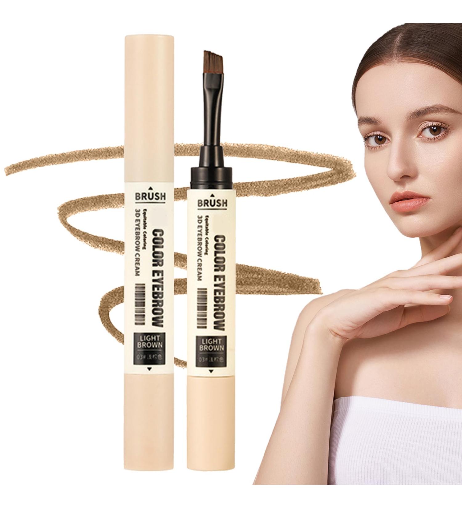 Eyebrow Cream - Longwear Waterproof Tinted Brow Gel With Brush - Natural Waterproof Double Head Liquid Eyebrow Gel Long Lasting SmudgeProof Liquid Eyebrow Makeup Volumizing Enhance Light Brown - Buy Online on GoSupps.com