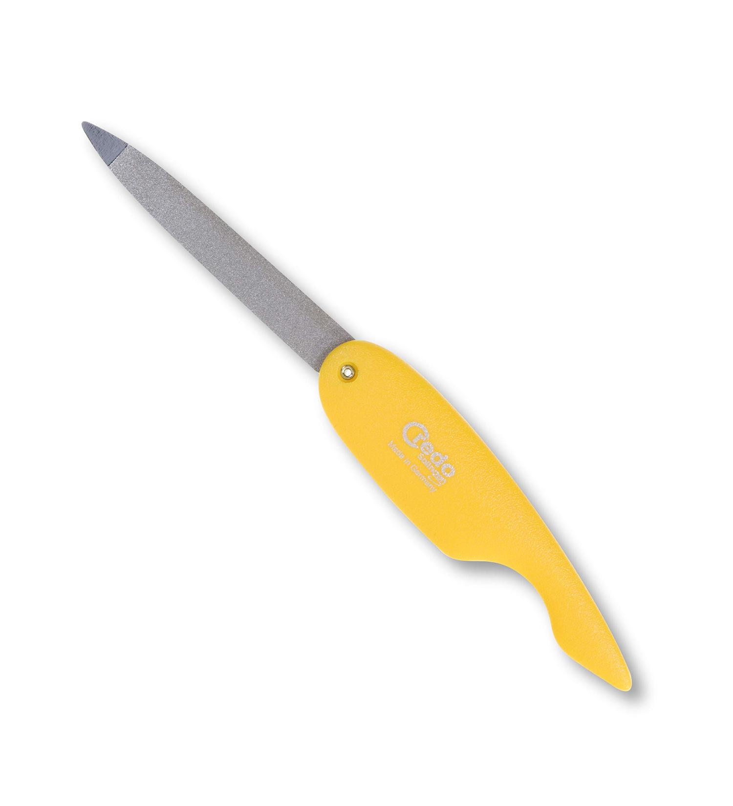 CREDO Saphir Pop Art Folding Nail File Coarse/Fine Chrome-Plated File Sheet Yellow
