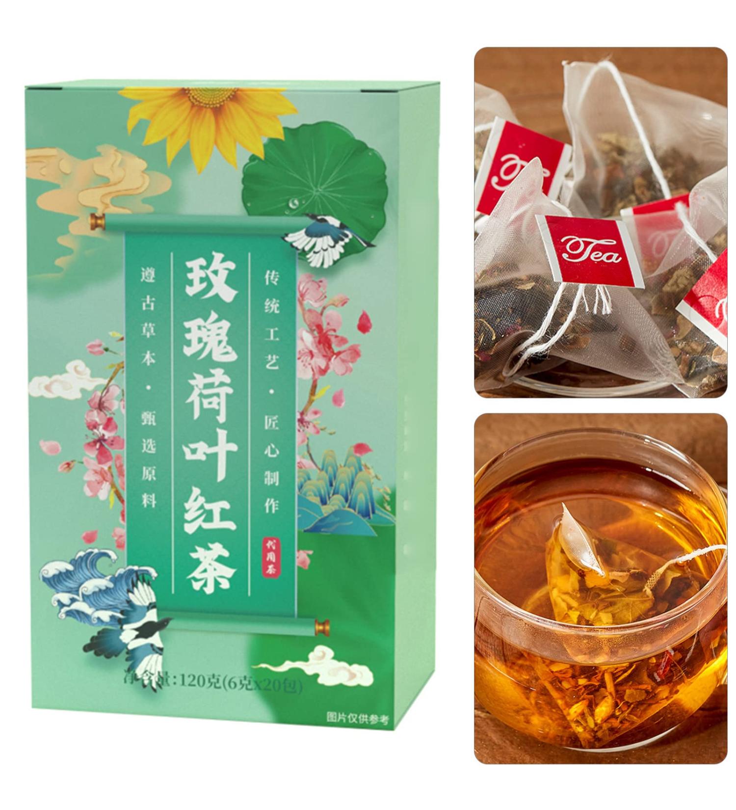 Rose Leaf Black Tea Natural Sun Dried Rose Flower Petals Caffeine Free Herbal Tea Recycled Food Grade Pet Jar 120g 20 Count - Buy Online on GoSupps.com