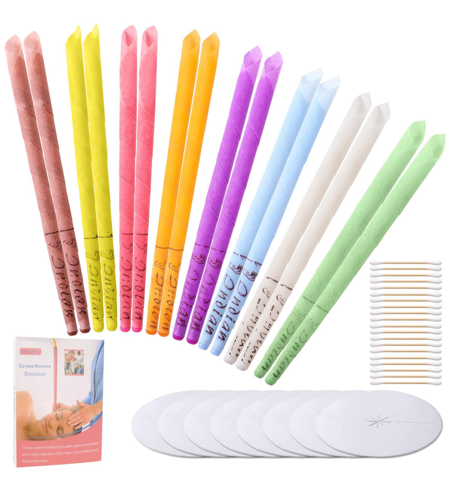 16 Pcs Beeswax Ear Candles Kit for Ear Wax Removal - Natural Organic Candling Cones with Drip Protectors & Cotton Swab - Unblock Ears Safely - Buy Online on GoSupps.com