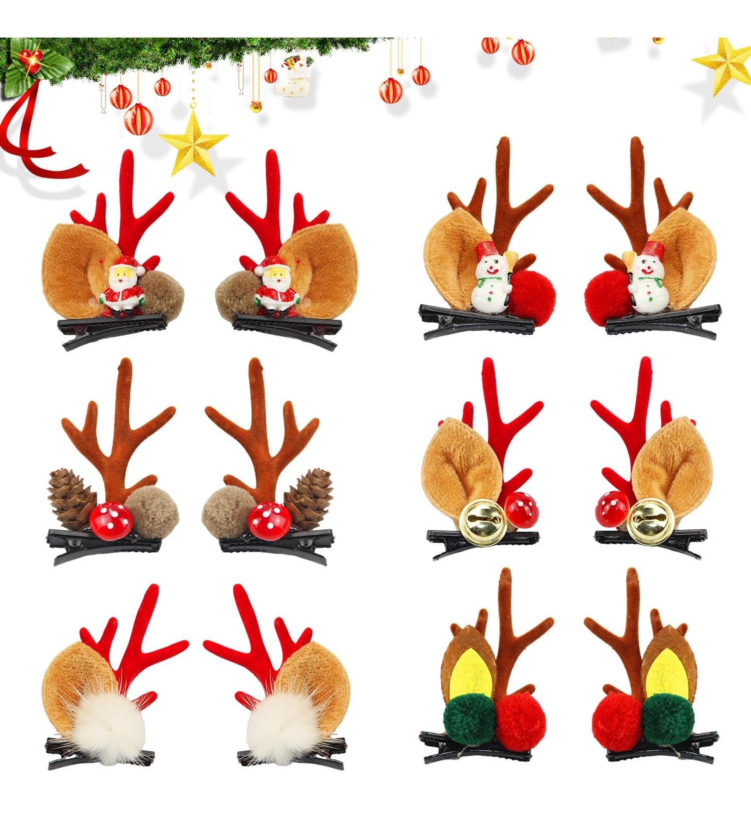 JINXIAN 6 Pairs Christmas Hair Clips Reindeer Xmas Hair Accessories Cute Reindeer Antlers Headband Hair Accessory Antlers Hairpins Decorative for Women Girls Christmas Party Headpiece - Buy Online on GoSupps.com