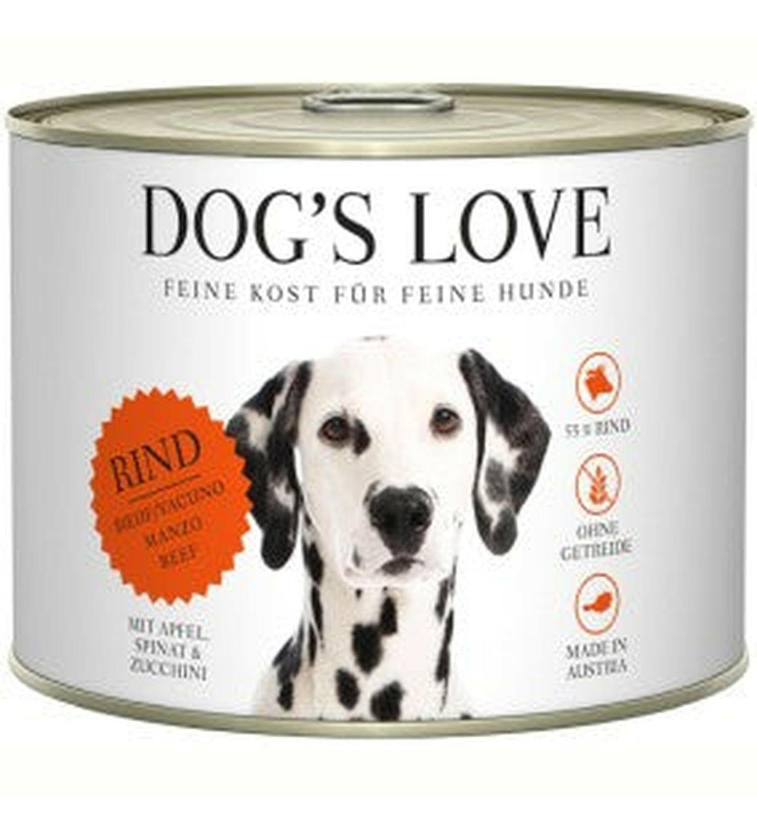 DOG'S LOVE Super Premium Wet Food | Adult Beef | Complete Menu Rich and Healthy | Food Grade Dog Food All Raw Materials | 100% Grain Free (6 x 200 g)