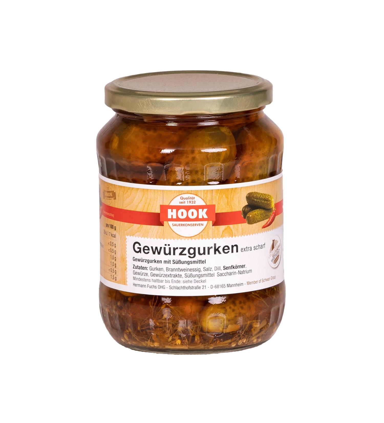 HOOK - Extra hot gherkins 6 x 360 g jar