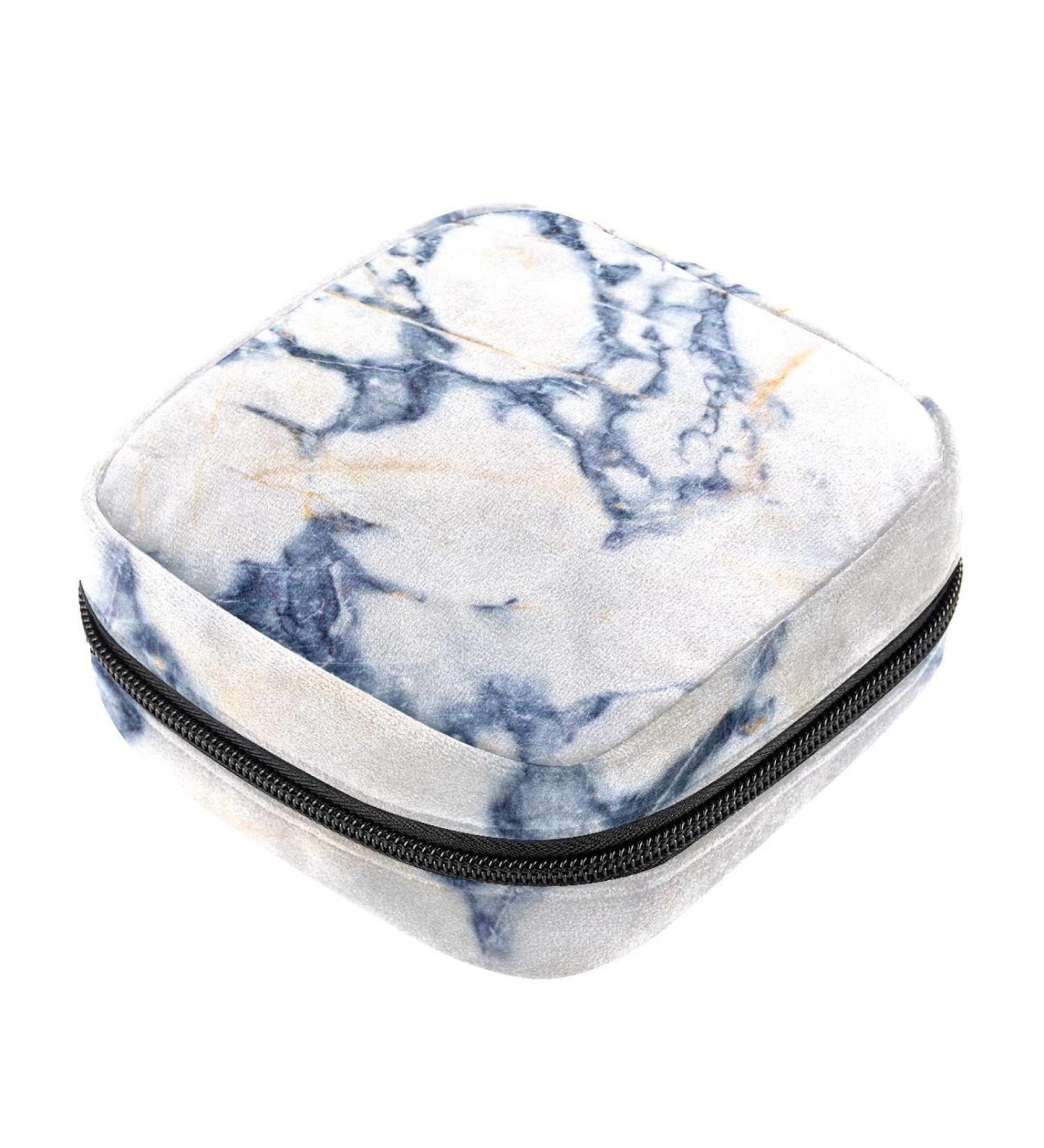 Women's Makeup Organizer & Menstrual Cup Storage Bag | Big Capacity Travel-Friendly Marble Stone Texture - Buy Online on GoSupps.com