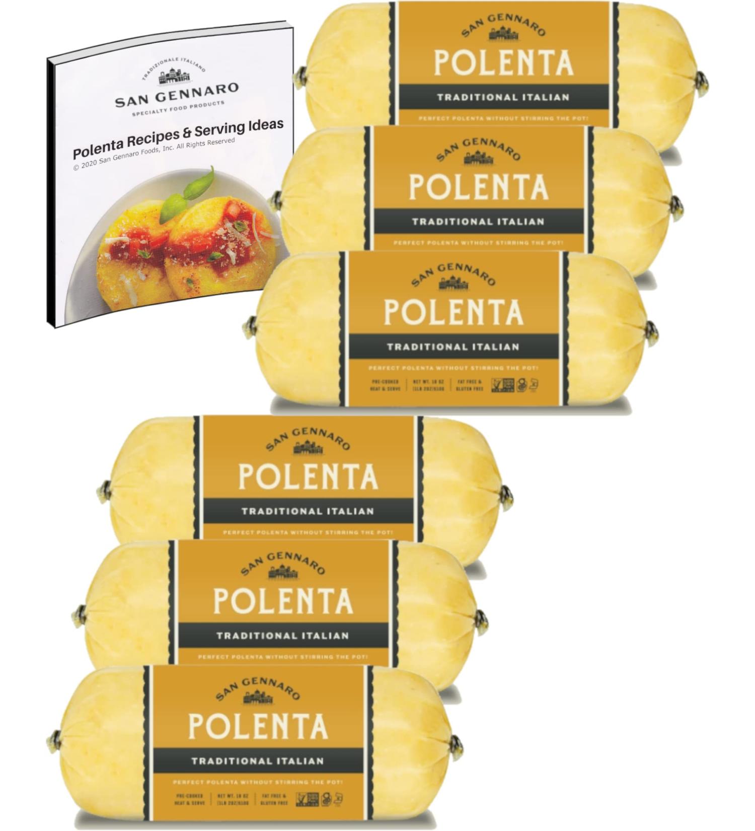 San Gennaro Gluten-Free Polenta 18 oz - Pre-Cooked, Vegan, Kosher - Pack of 6 with Recipes Booklet - Buy Online on GoSupps.com