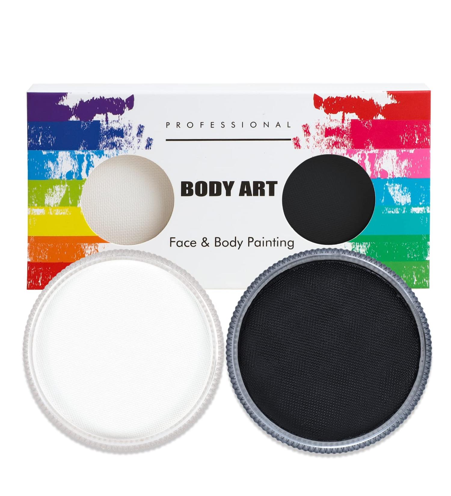 Professional Mardi Gras Makeup Set - Water Current 30g x 2 Colors for Halloween & Carnival Parties - White & Black - Buy Online on GoSupps.com