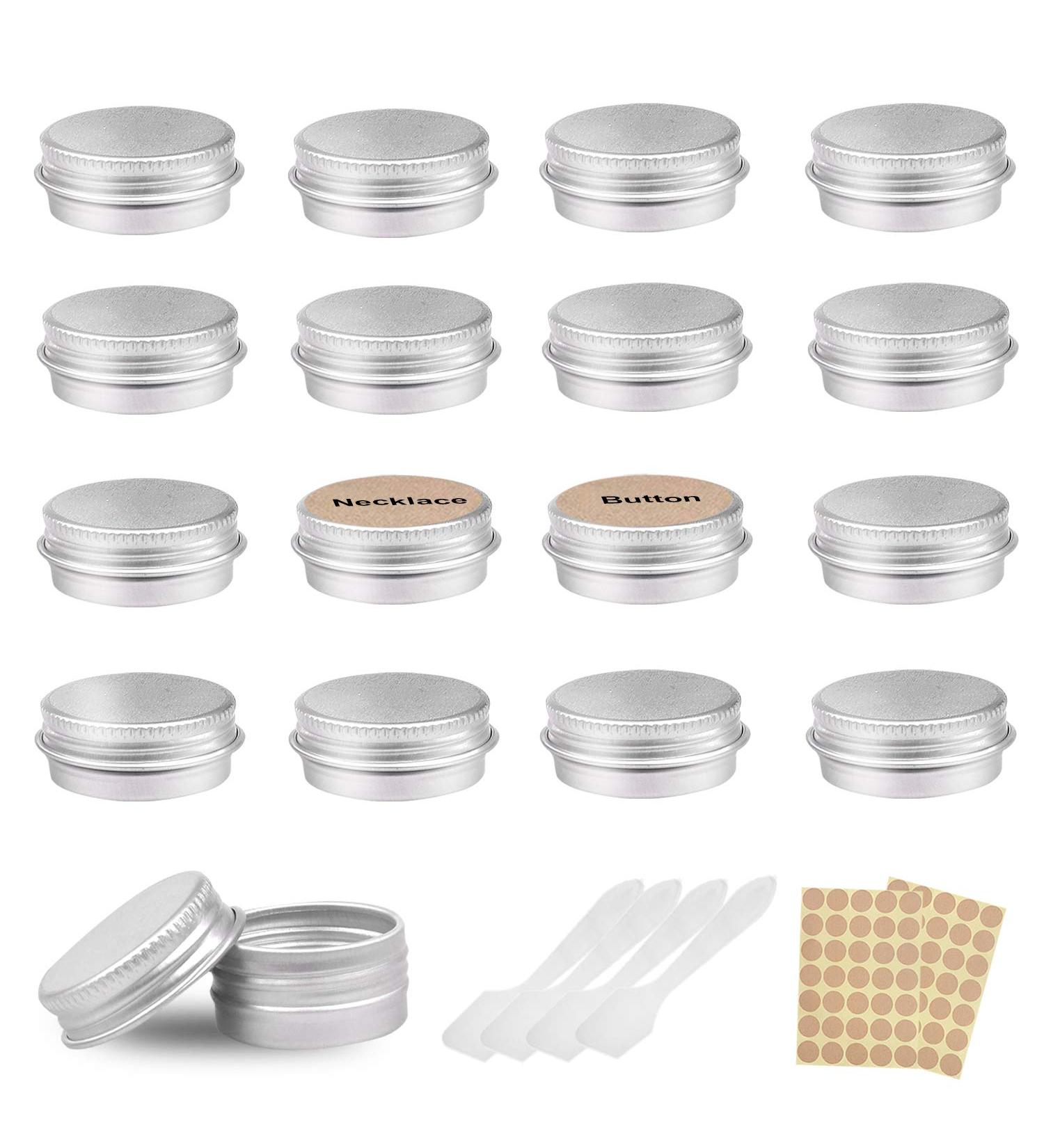 24-Pack Camelize Aluminum Empty Jars - 5ml Travel Cream Containers with Stickers for Lip Balm Lotion Cream Masks Mini Candles & Cosmetics - Silver - Buy Online on GoSupps.com