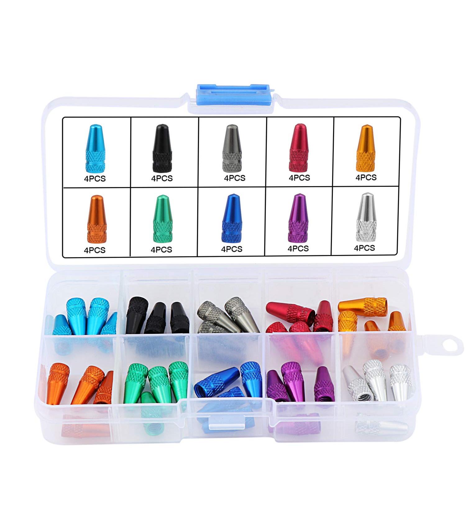 TsunNee 40pcs French Bicycle Valve Caps Colorful Tire Valve Caps in 10 Colors for Durable Protection - Buy Online on GoSupps.com