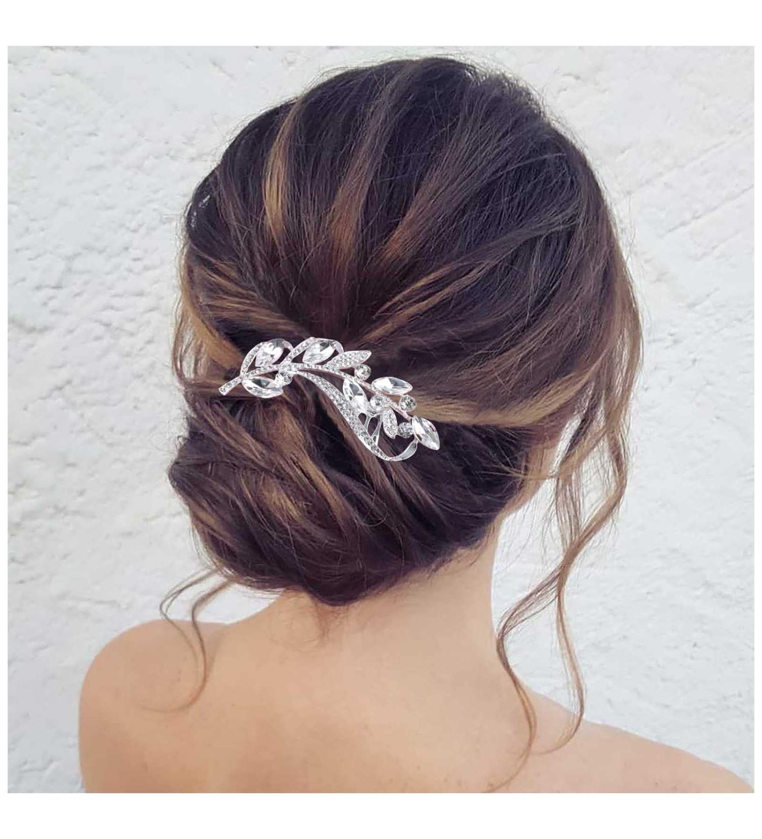 Yheakne Crystal Wedding Hair Comb Silver Rhinestone Hair Comb Barrette Bling Bridal Hair Clips Headpieces Decorative Head Comb Headwear Cz Hair Piece Sparkle Bride Hair Accessories for Women and Girls - Buy Online on GoSupps.com