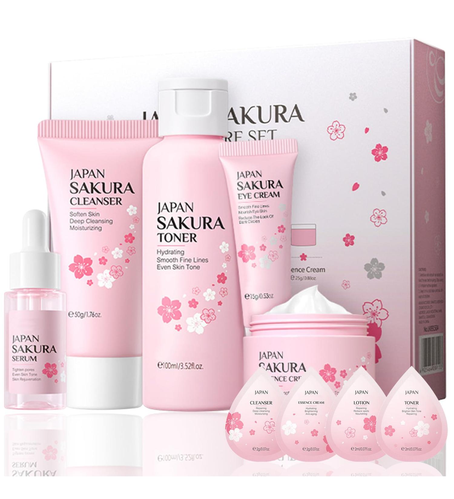 INBOLM Skincare Set Care for Teenage Girls Cleanser Essence Essence Cream Gift Set Facial Care Sets&Kits for Pores Blackheads Exfoliate Gift Set for Her - Hydrating&Refreshing Skin Bring Four Samples - Buy Online on GoSupps.com