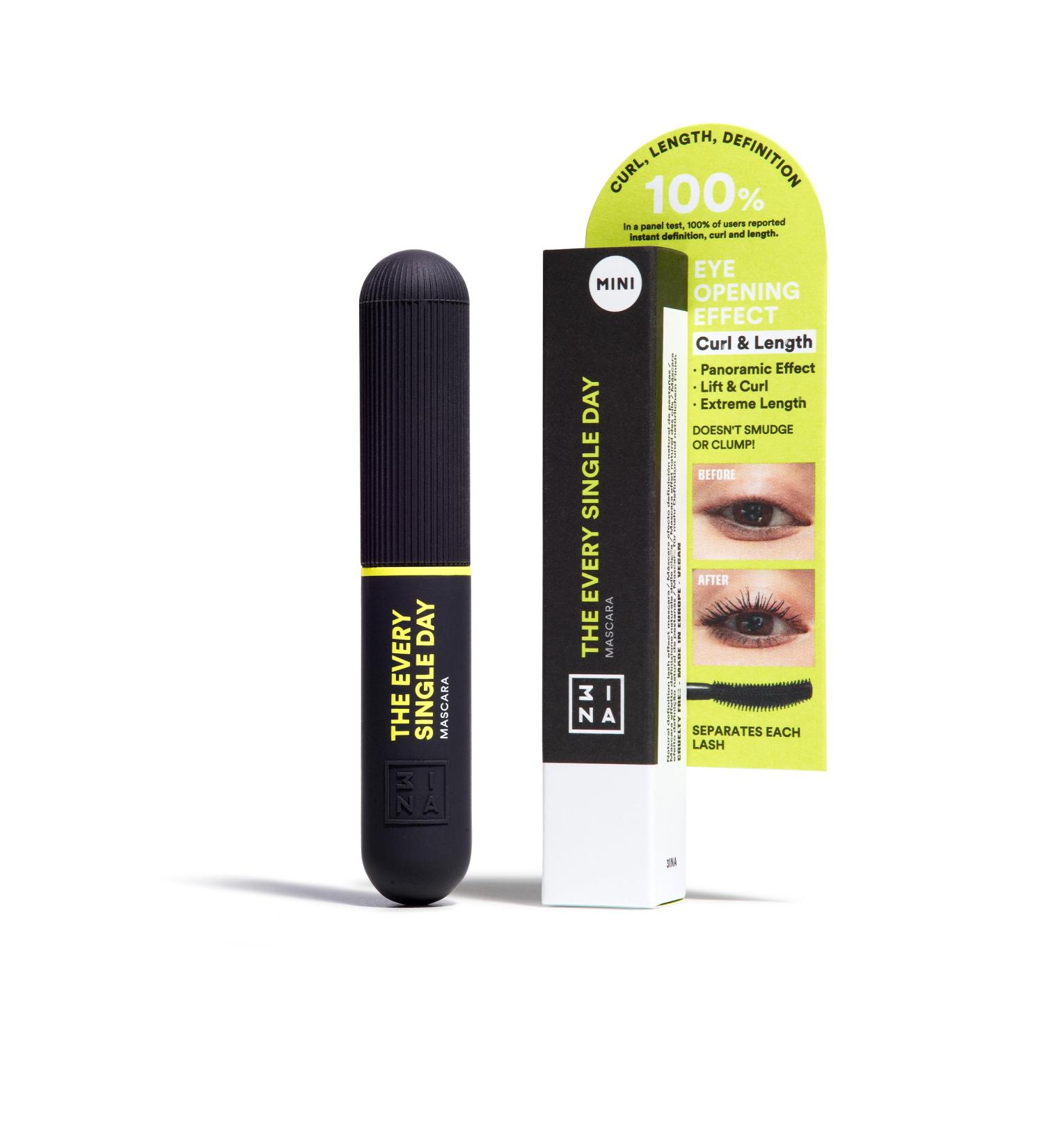 3ina 3INA MAKEUP The Every Single Day Mascara (mini) - Black - Volumizing and Stretchy - Long Lasting - Sensitive Eye Friendly Mascara - Vegan - Cruelty Free - Buy Online on GoSupps.com