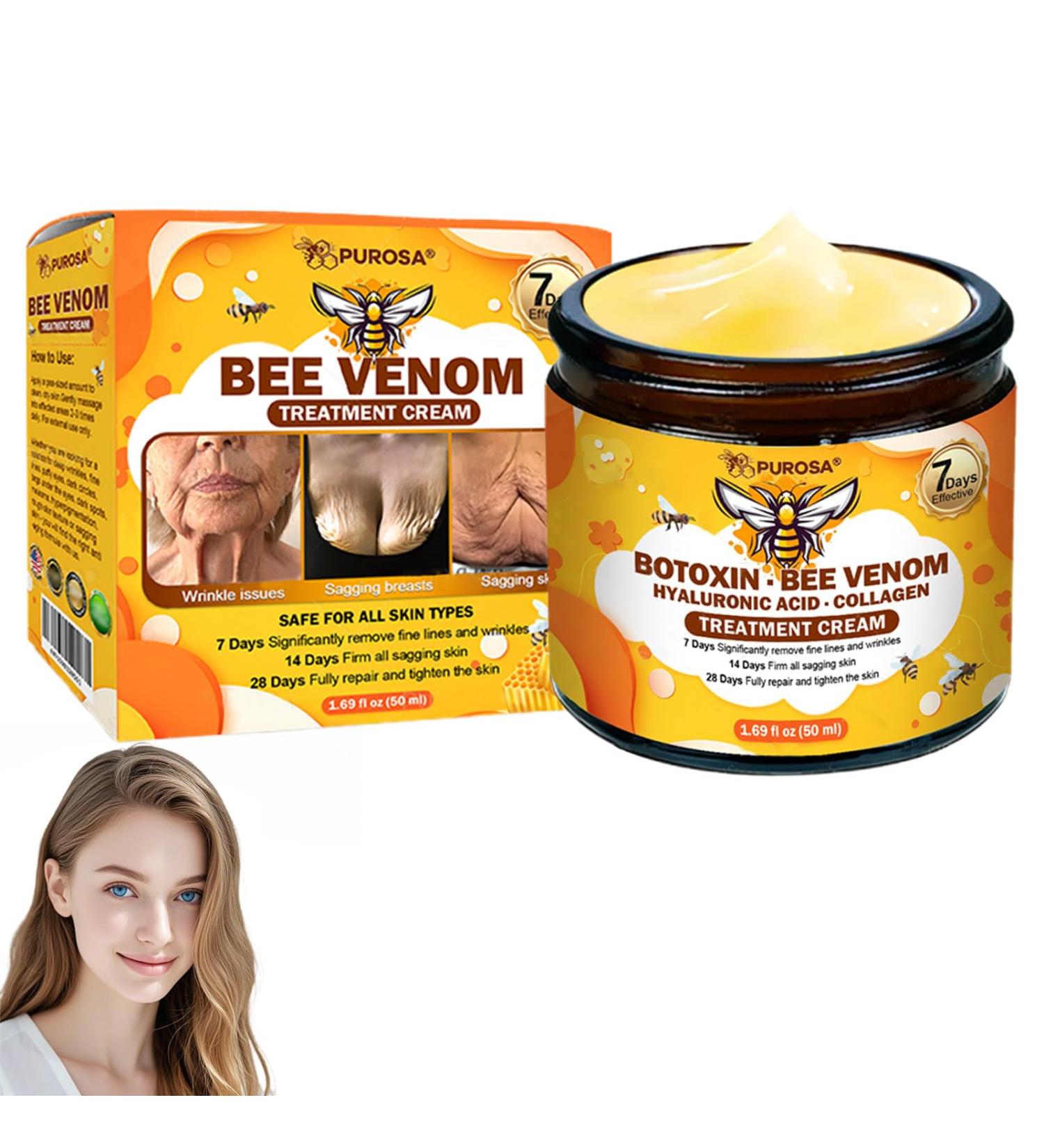 Luhaka PUROSA Bee Venom Treatment Cream Bee Venom skin Restoration Cream Lift and tighten the skin improve wrinkles and fine lines(1PC) - Buy Online on GoSupps.com