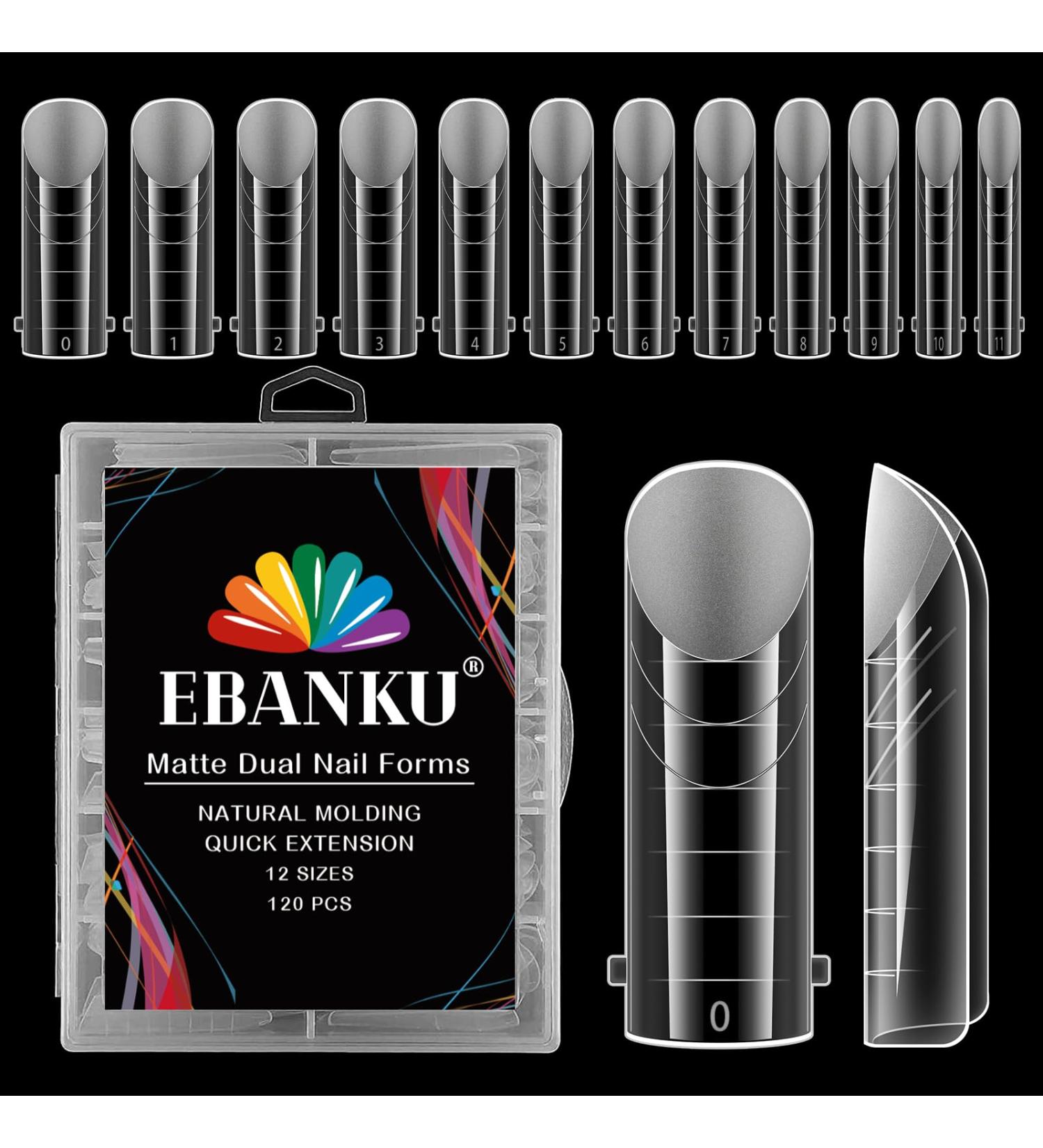 EBANKU 120PCS Clear Matte Dual Nail Forms for Acrylic Nail Extensions - Manicure Tools - Buy Online on GoSupps.com