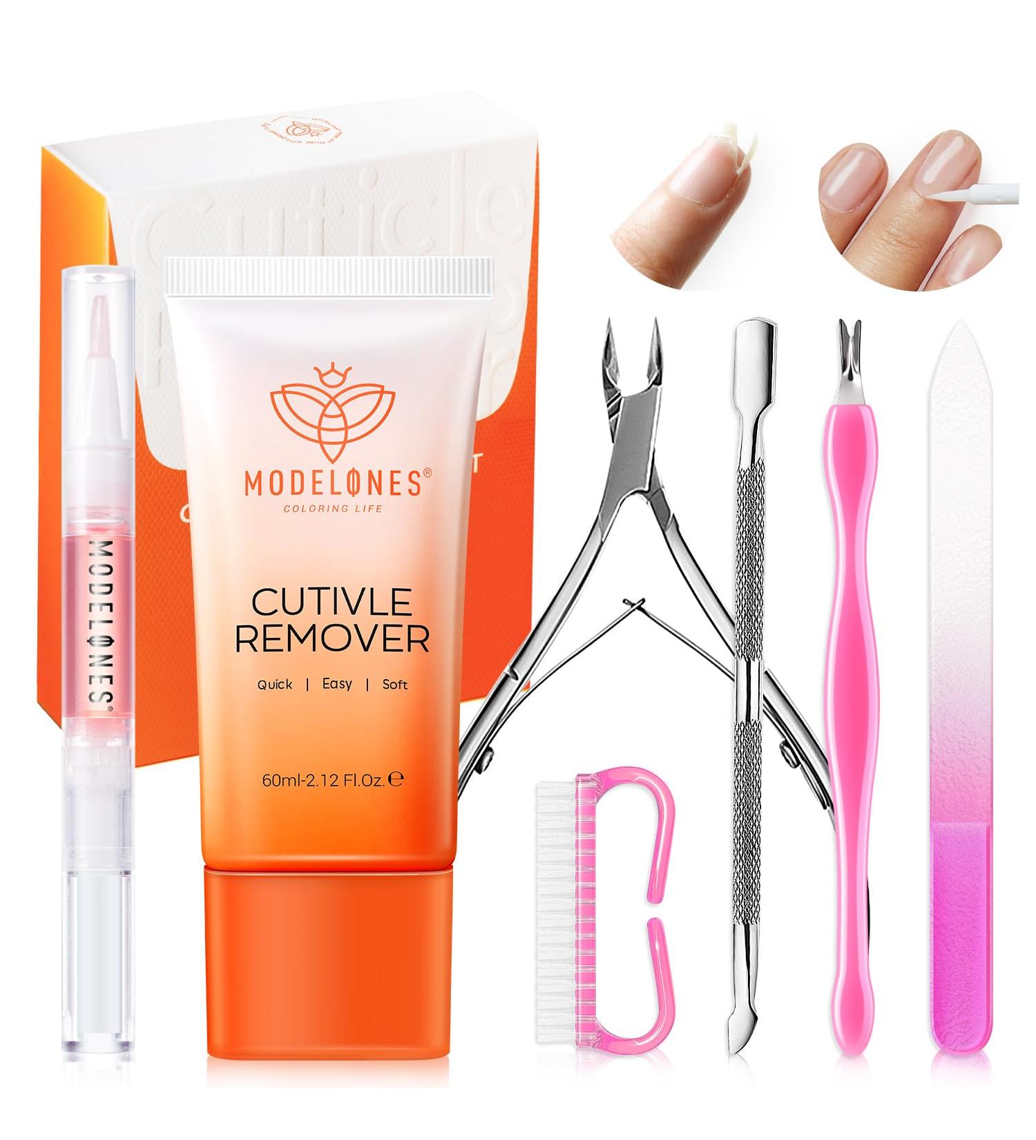 Modelones Cuticle Remover Kit - 7 Piece Set for DIY Nail Care | Cream Oil Trimmer Pusher & Nipper - Best Cuticle Care Solution - Buy Online on GoSupps.com