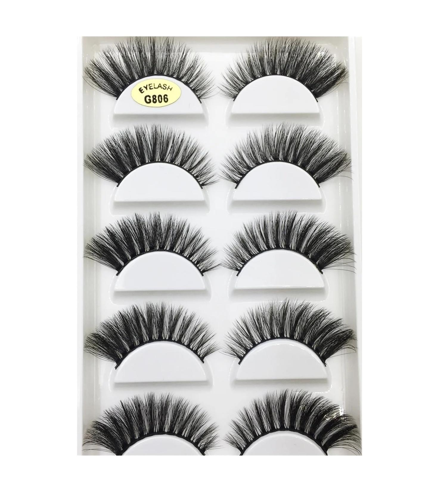 UAMOU 10/50 Boxes 5 Pairs 3D Mink False Eyelashes Soft Lashes Makeup Eyelash Faux Cils Cilios Maquiagem Cheerfully (Color : 5Pairs G806 Size : 100 Boxes 50 Pairs) - Buy Online on GoSupps.com