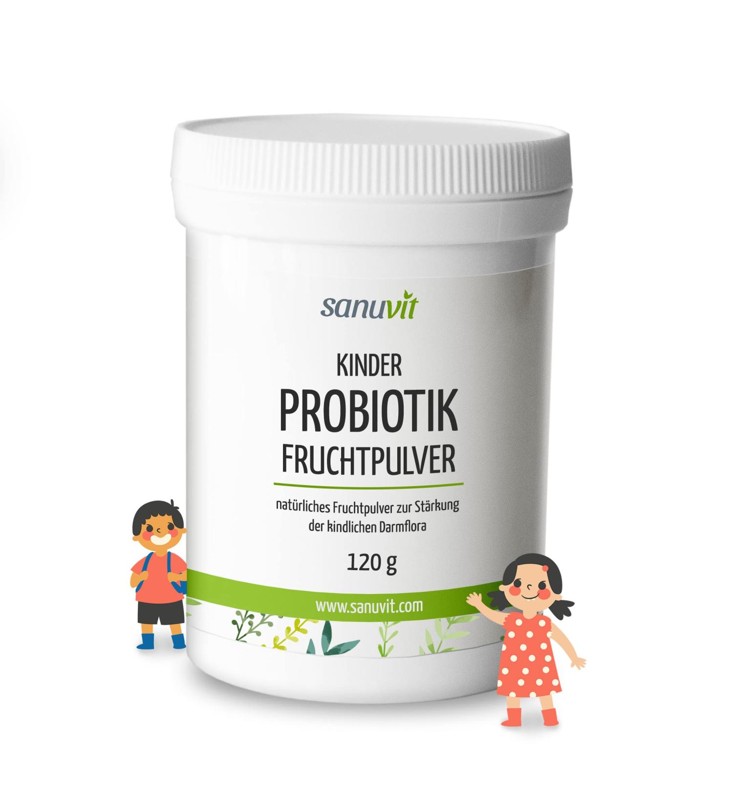 Sanuvit Children's Probiotic Fruit Powder 120g | Hypoallergenic Direct from Manufacturer - Shop Internationally - Buy Online on GoSupps.com